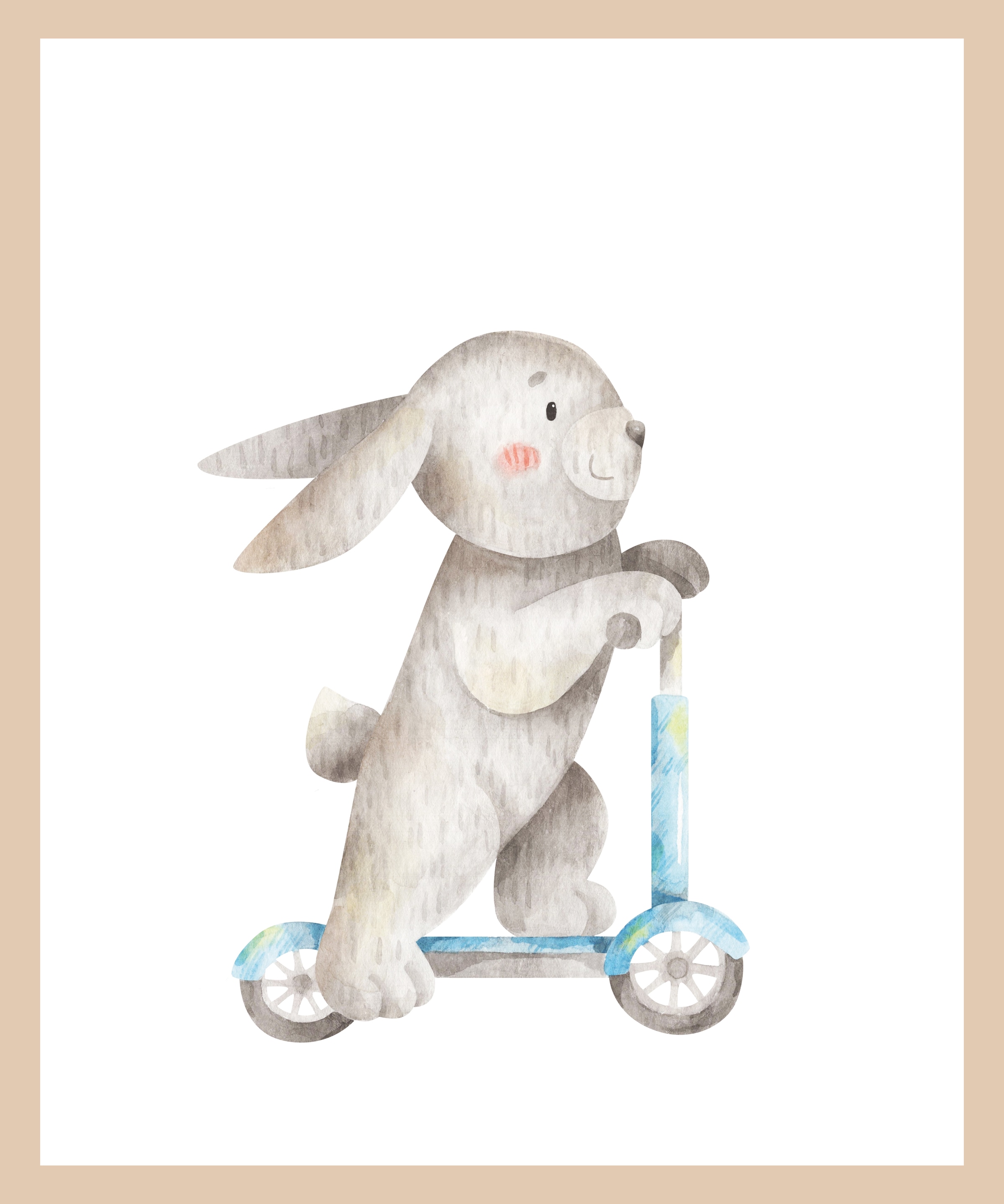 Lüttenhütt Bild mit Rahmen "Hase auf Roller", Fahrzeuge-Fantasy-Hase-Hasen- günstig online kaufen