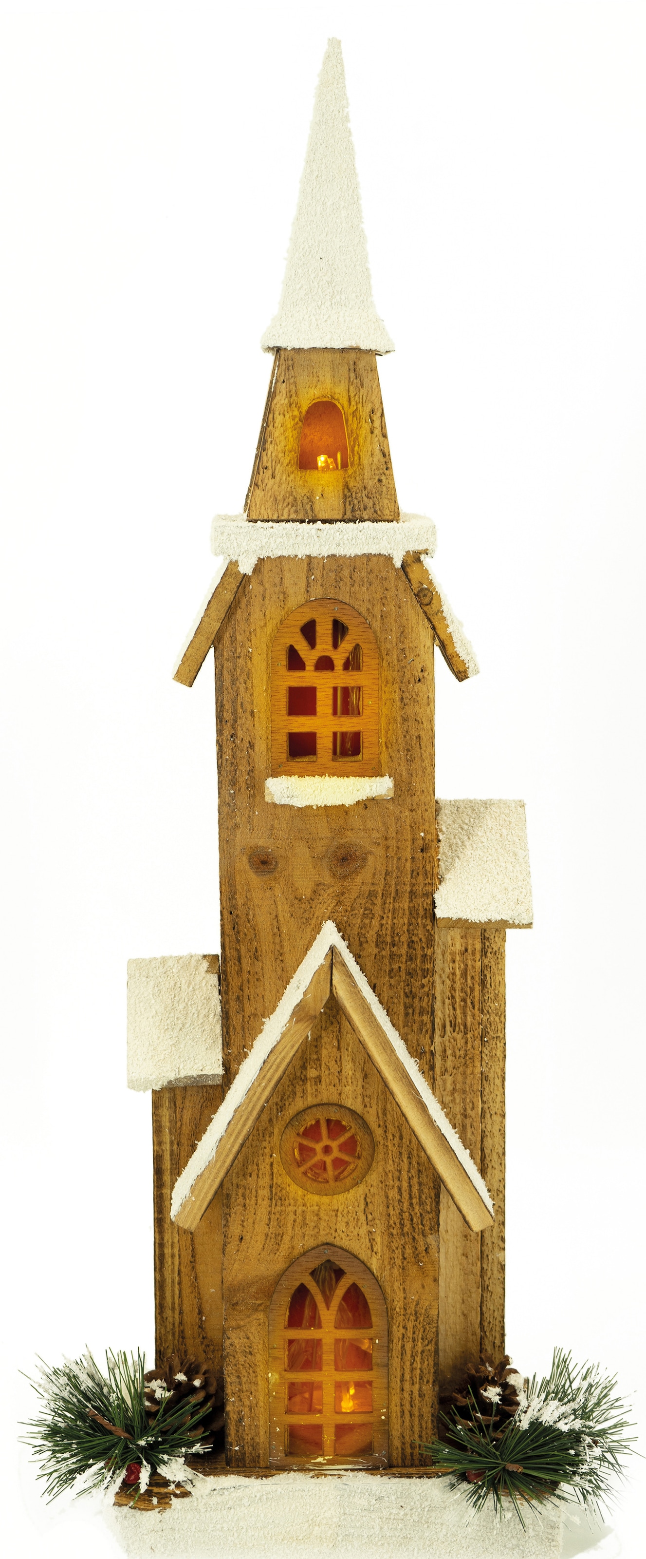 NOOR LIVING Kirche BAUR kaufen Weihnachtshaus »Weihnachtsdeko«, Naturholz, | beleuchtete cm 63 aus Höhe