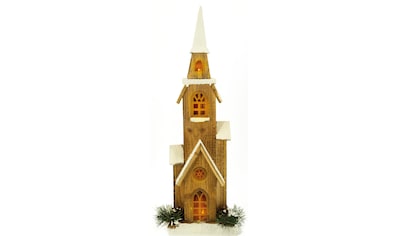 NOOR LIVING Weihnachtshaus, (1 St.), beleuchtete Kirche aus Naturholz, Höhe 63 cm kaufen
