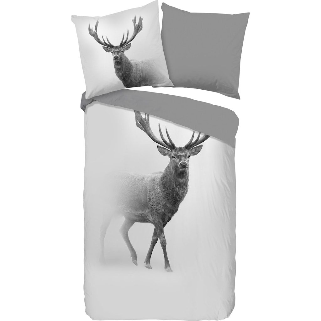 PURE luxury collection Wendebettwäsche »Grey deer«, (2 tlg.)