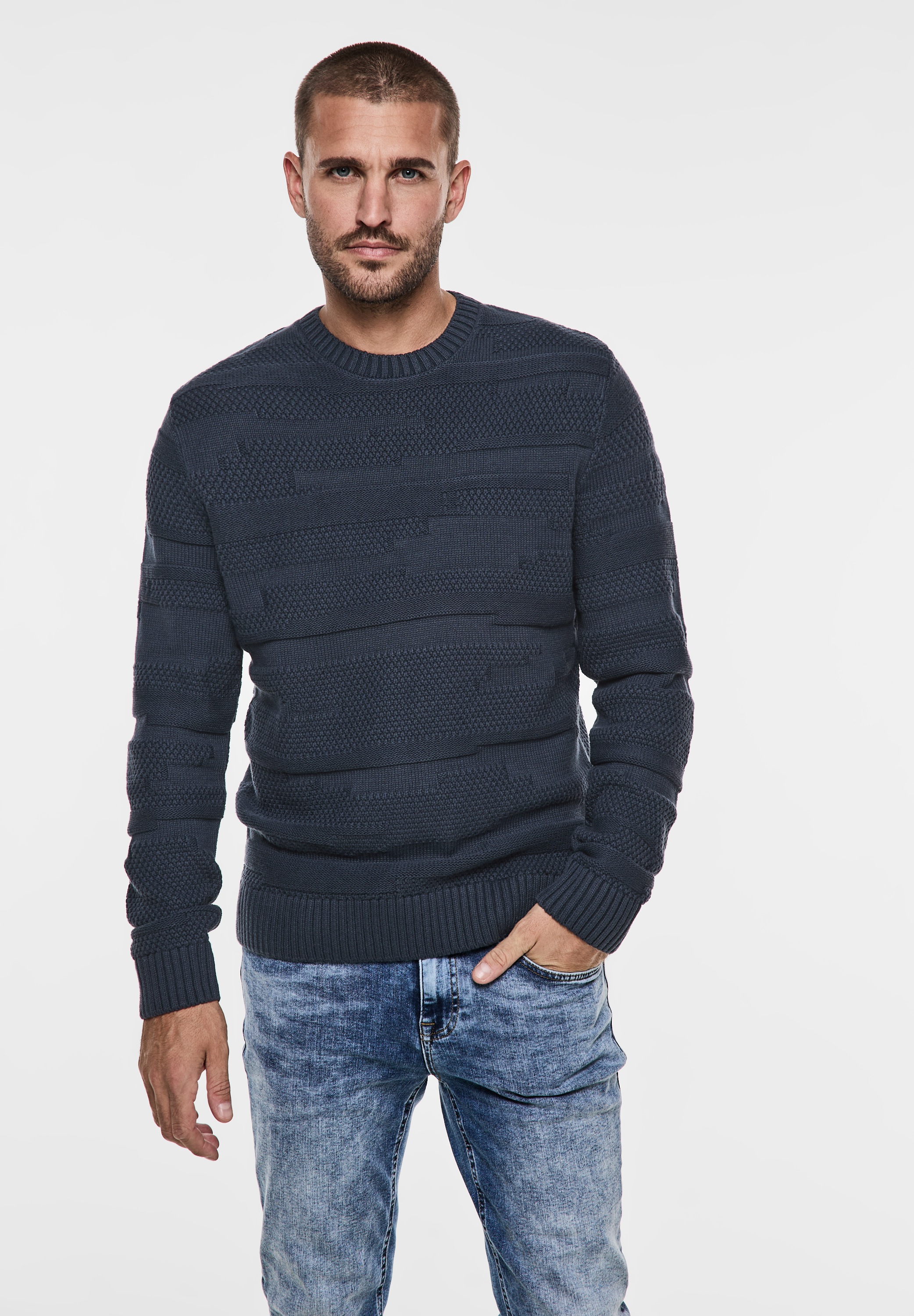 STREET ONE MEN Strickpullover, mit Struktur