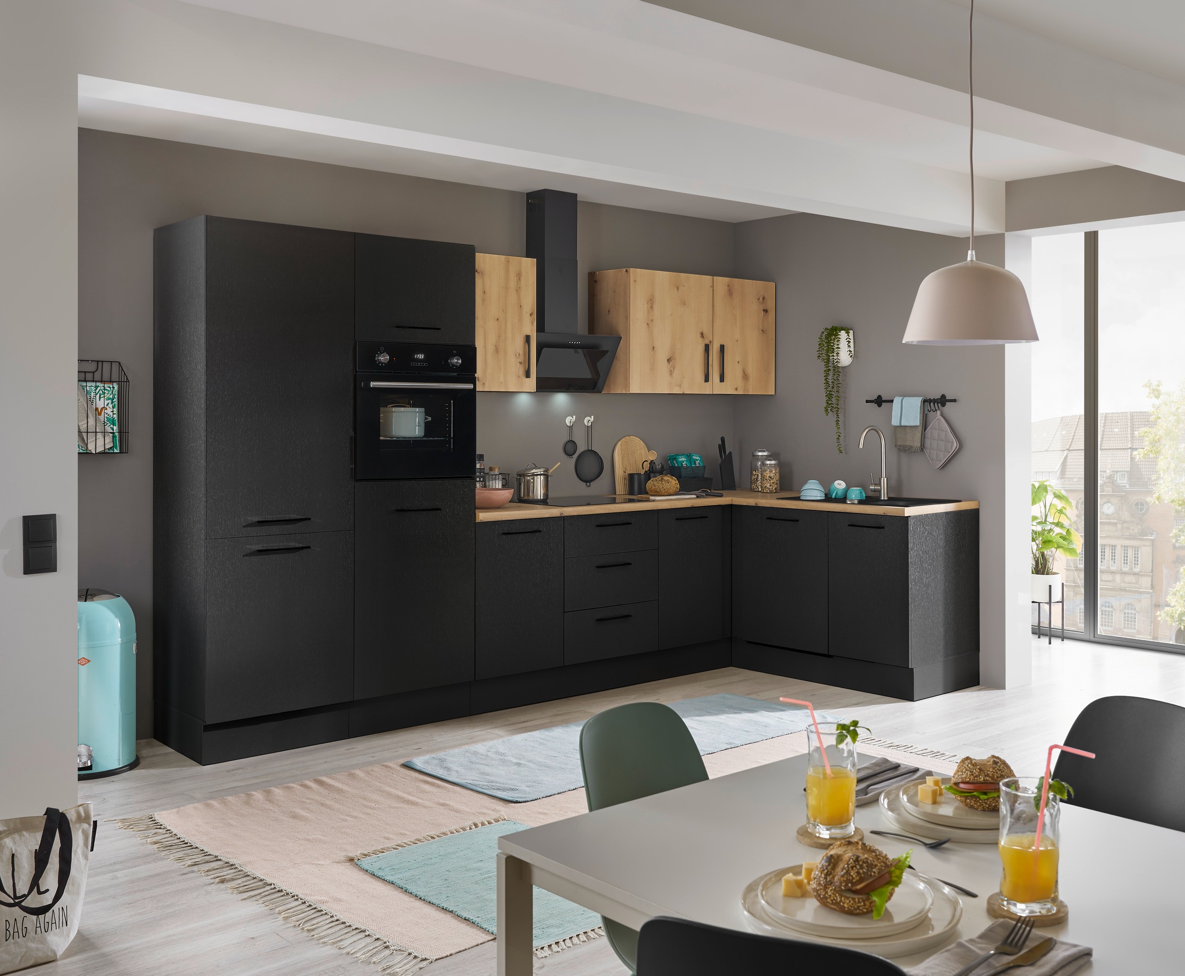BASIC by Balculina Winkelküche »Turin«, Stellbreite 340x175 cm, wahlweise mit E-Geräten