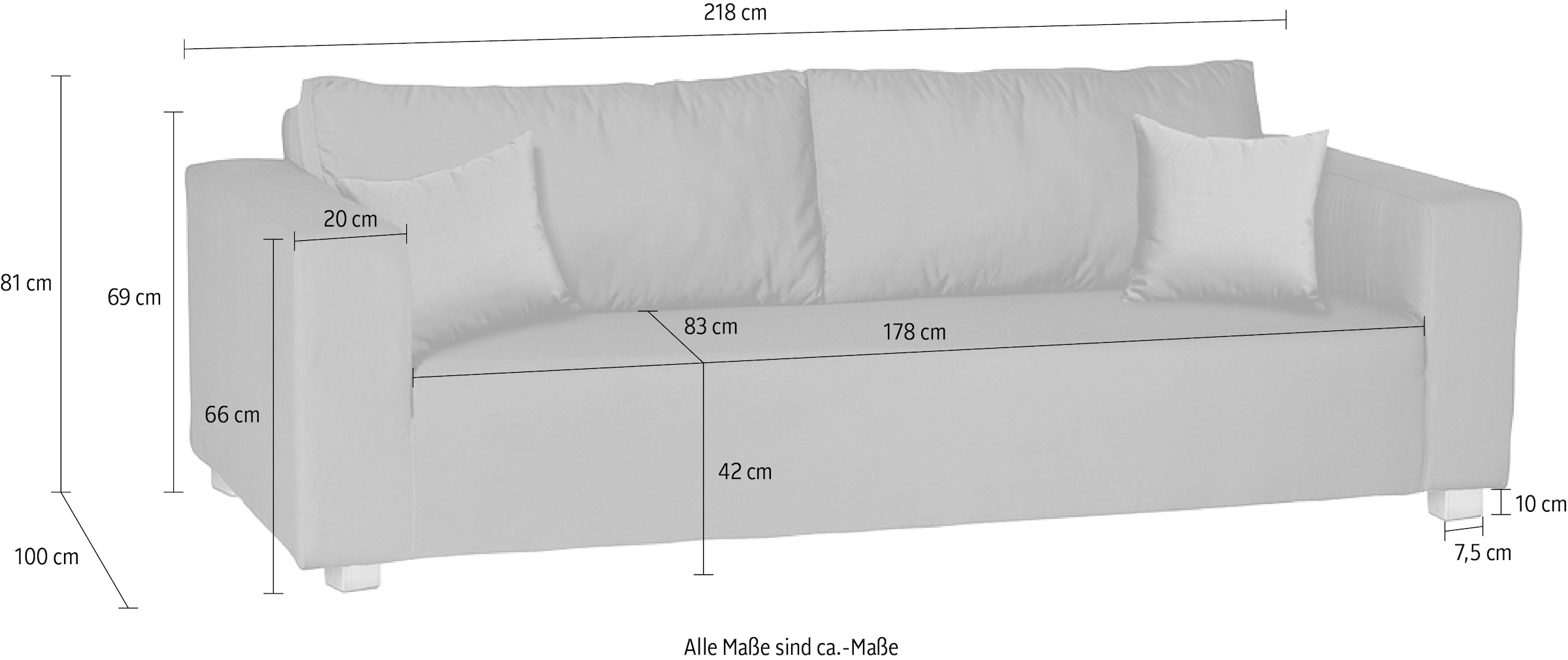 Fink 3-Sitzer »CARLO«, 218 BAUR bestellen UV Outdoor geeignet, cm | Breite für beständig