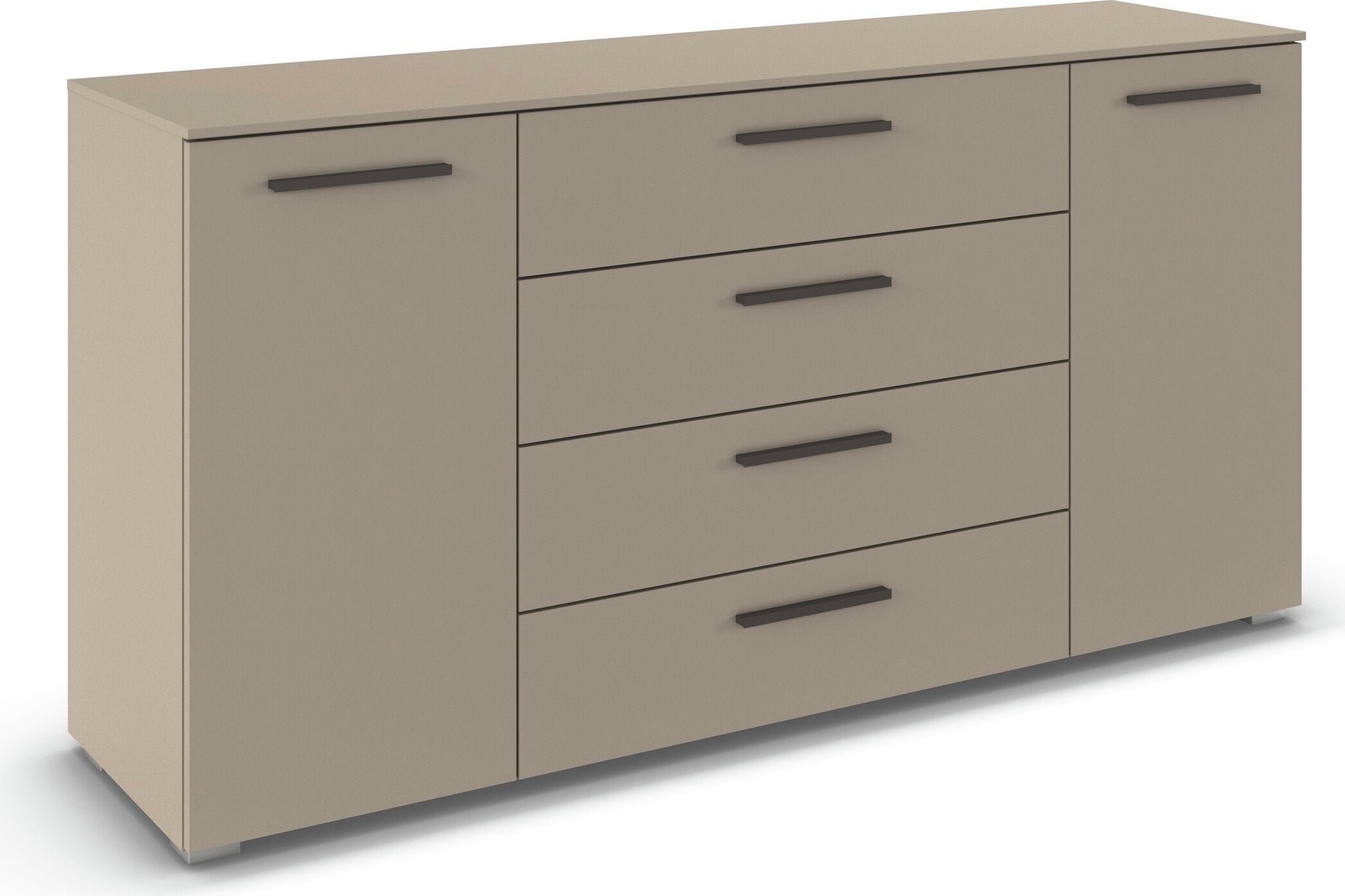 rauch Kombikommode "Sideboard Schubkommode Kommode MONTCLAR Front Dekor/Hochglanz/Glas" Breite 160 / Höhe 81 cm, 2 Einlegeböden, inkl. Soft-Close-Funktion, 2-türig, 4 geräumige Schubladen, viele Griffvarianten MADE IN GERMANY