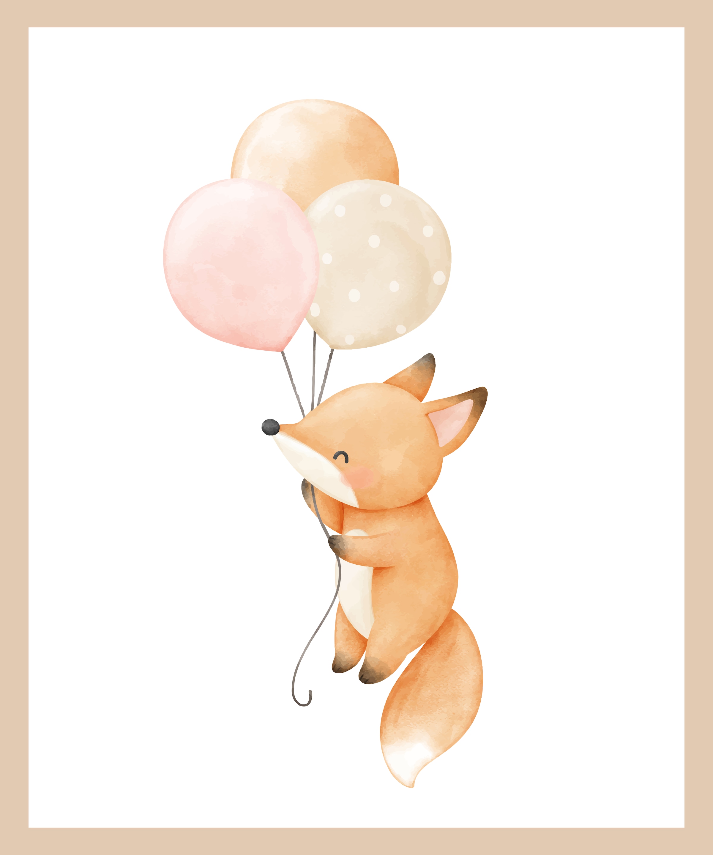Lüttenhütt Bild mit Rahmen »oder Poster, Fuchs mit Luftballons«, Fantasy-Füchse-Luftballon-Tiere, (1 St.), HD Premium Druck