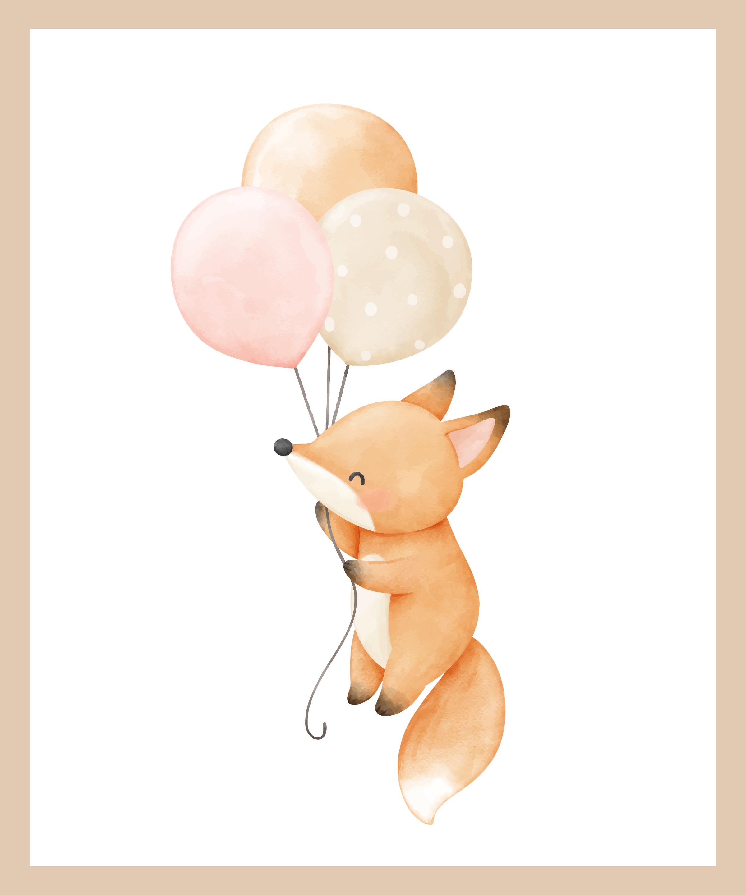 Lüttenhütt Bild mit Rahmen "oder Poster, Fuchs mit Luftballons", Fantasy-Fü günstig online kaufen
