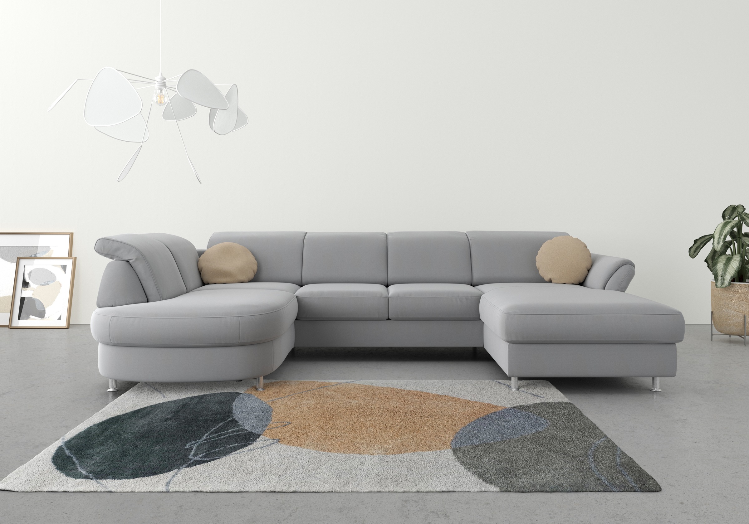 sit&more Wohnlandschaft "Apulia U-Form" wahlweise Schlaffunktion, Bettkasten und Kopf- und Armteilverstellung