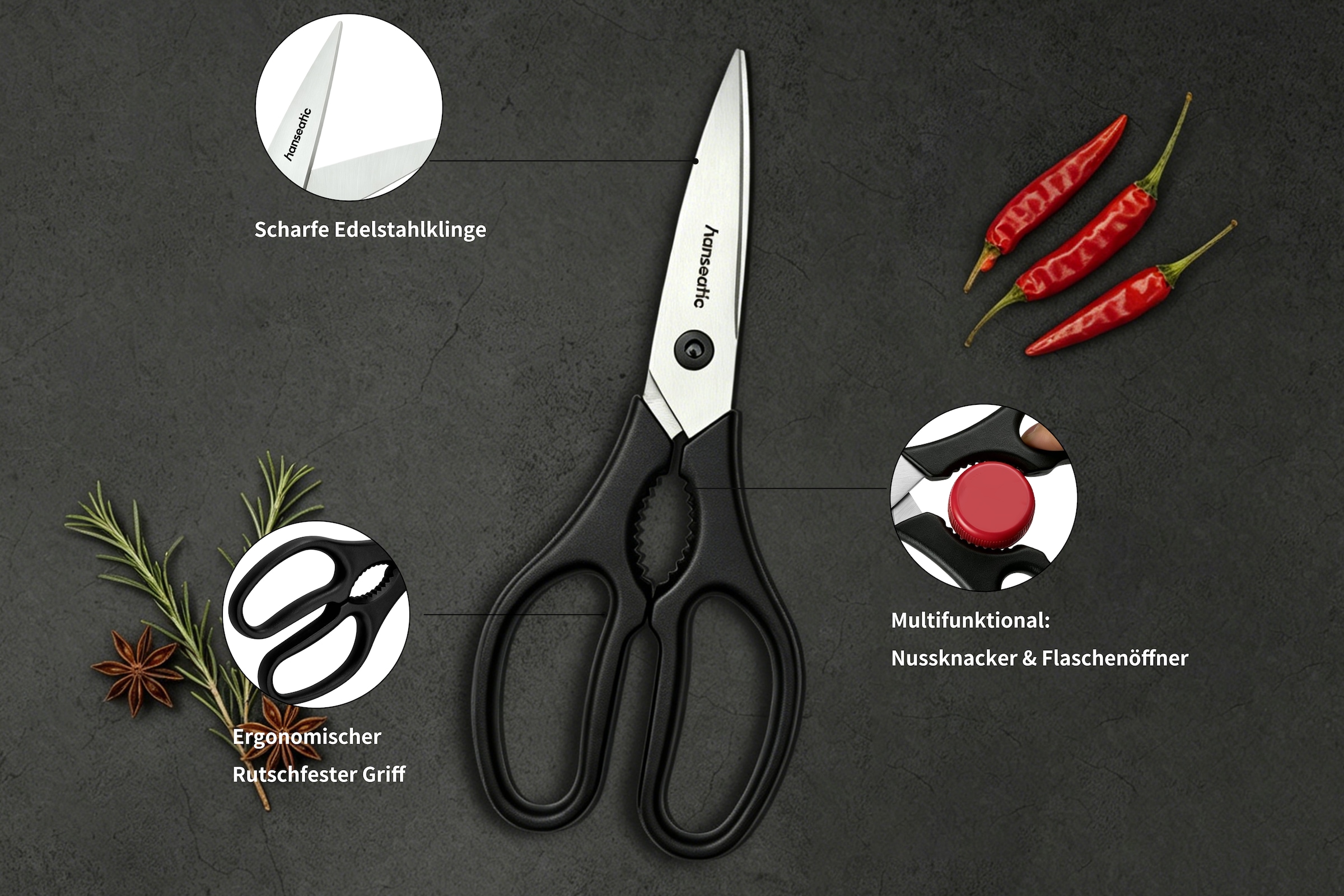 Hanseatic Messer-Set »DAILY, mit ergonomisch geformten Kunststoffgriffen« leichtes Design, ideal für den täglichen Gebrauch