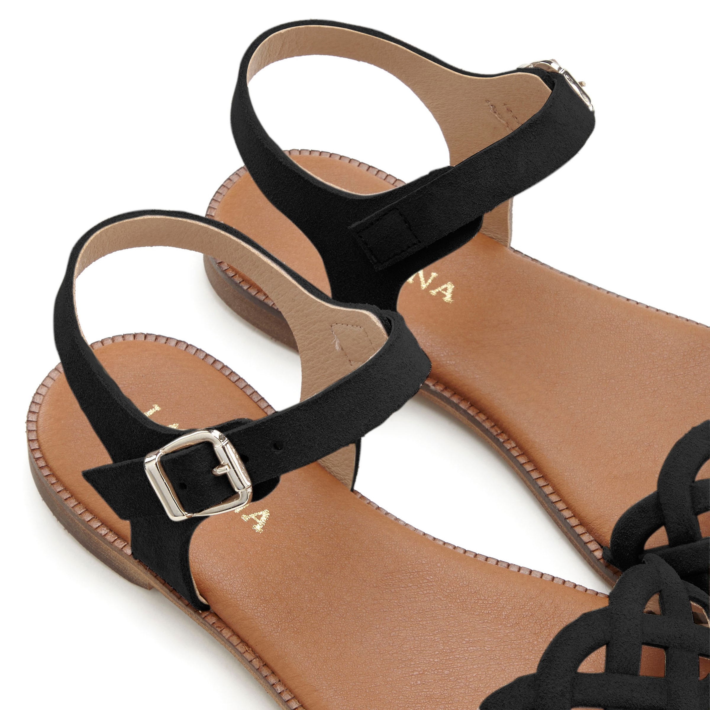 LASCANA Sandale, Sandalette, Sommerschuh aus Leder mit Cut-Outs und weicher Innensohle