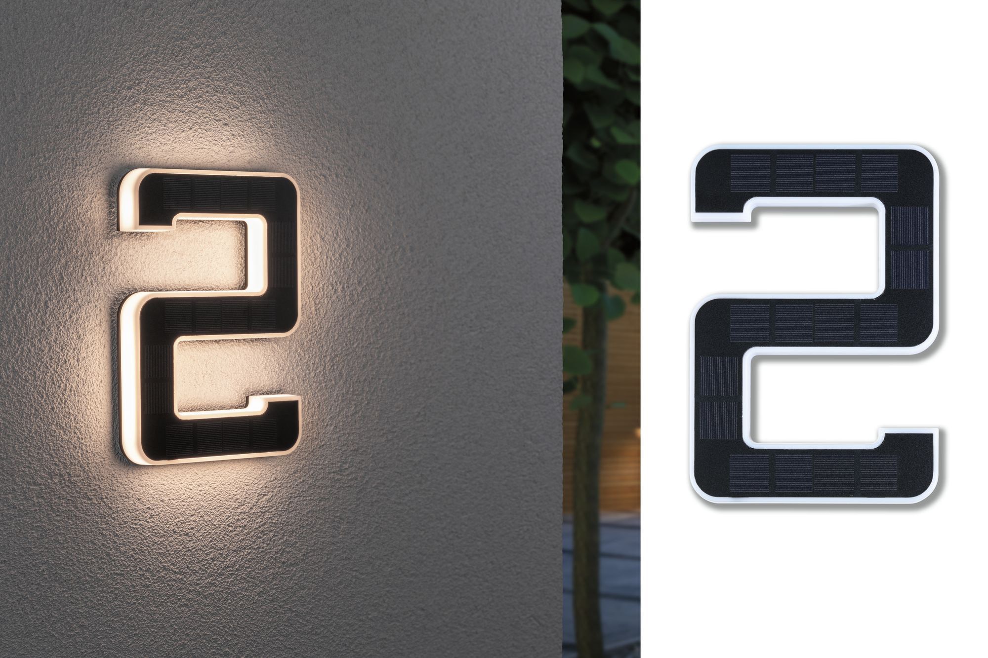 Paulmann LED Außen-Wandleuchte »Solar Hausnummer«, 1 flammig, Leuchtmittel LED-Modul | LED fest integriert, LED-Modul, Hausnummern, Buchstaben wählbar, Akku wechselbar
