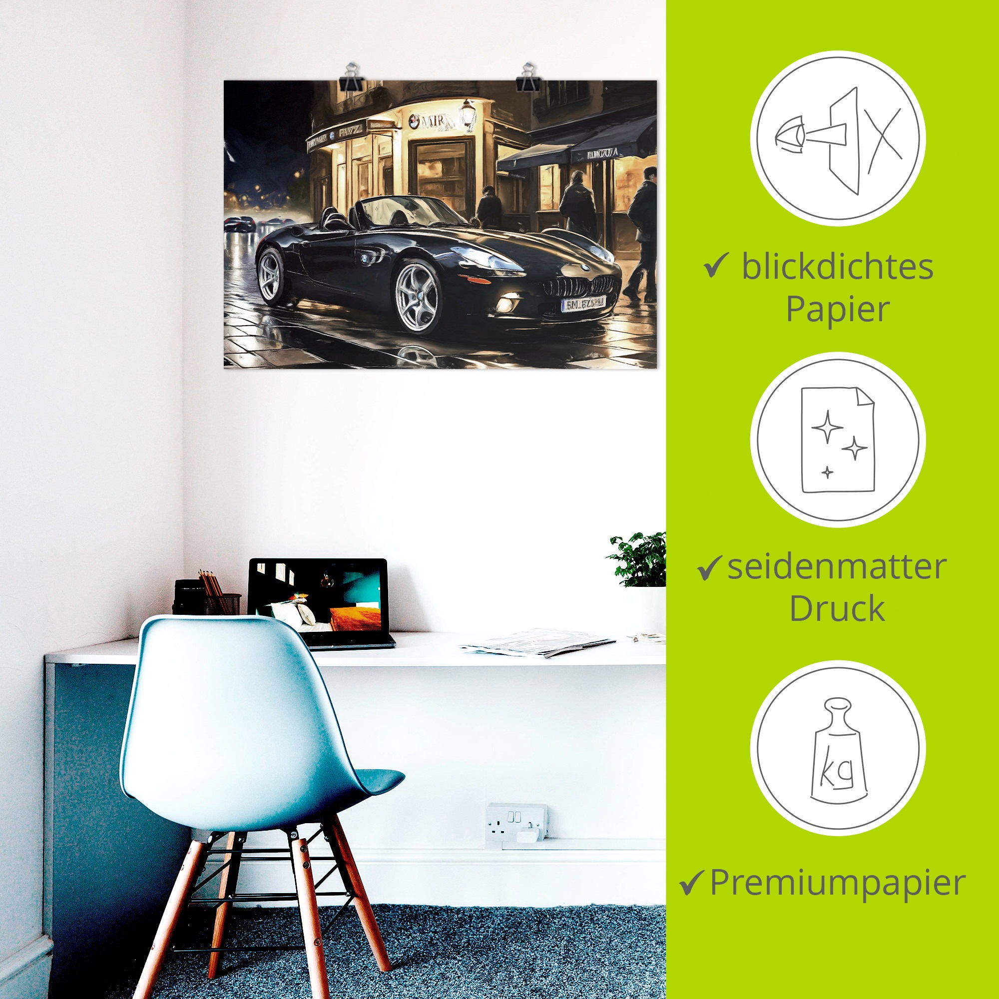 Artland Wandbild »BMW Z8 nachts in Paris« 1 Stk. tlg. als Alubild, Leinwandbild, Poster, Wandaufkleber in verschied. Größen