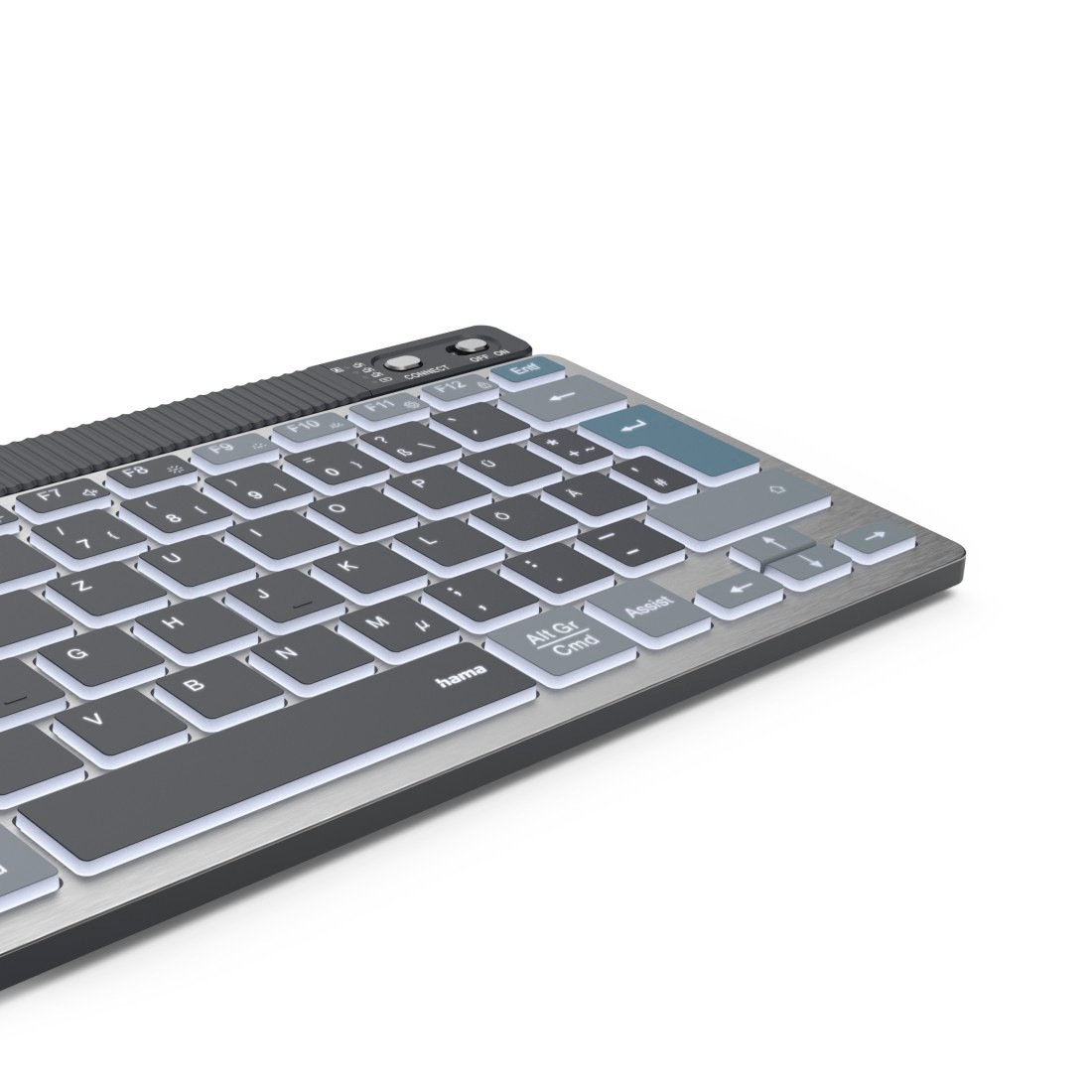 Hama Tastatur »Tastatur WK-700 (kabellos, beleuchtet, QUERTZ, Multi-Device, klein)«