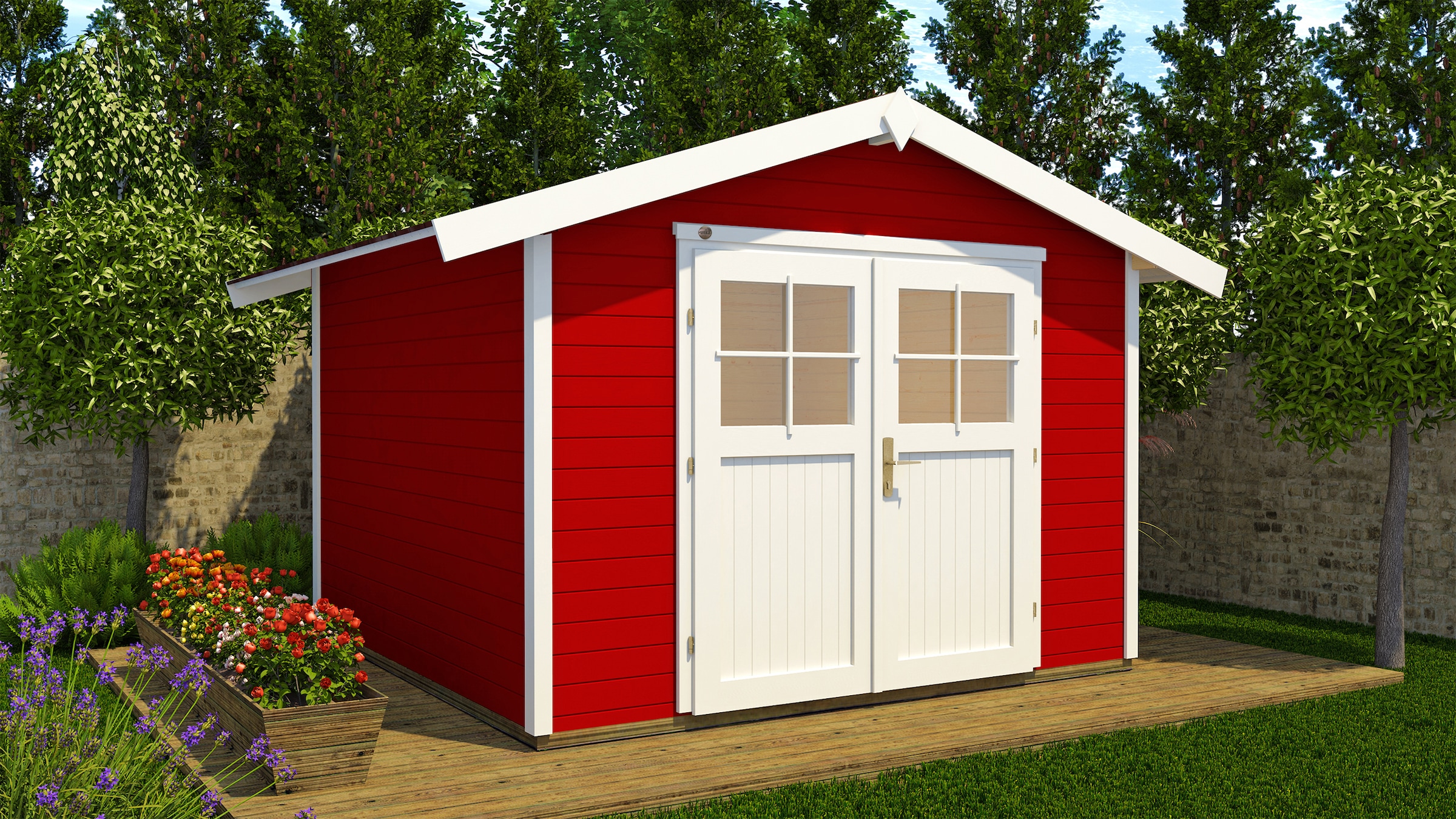 weka Gartenhaus 122 Gr.2 Satteldach Schwedenrot 28 mm günstig online kaufen