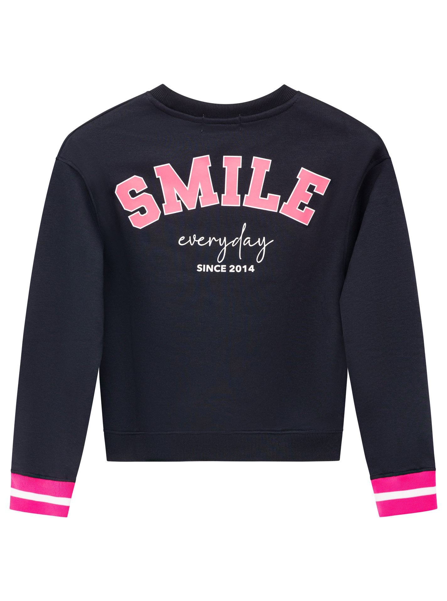 Zwillingsherz Sweatshirt »"SMILE"«, gestreifte elastische Bündchen, SMILE Print vorne und hinten, Rundhals
