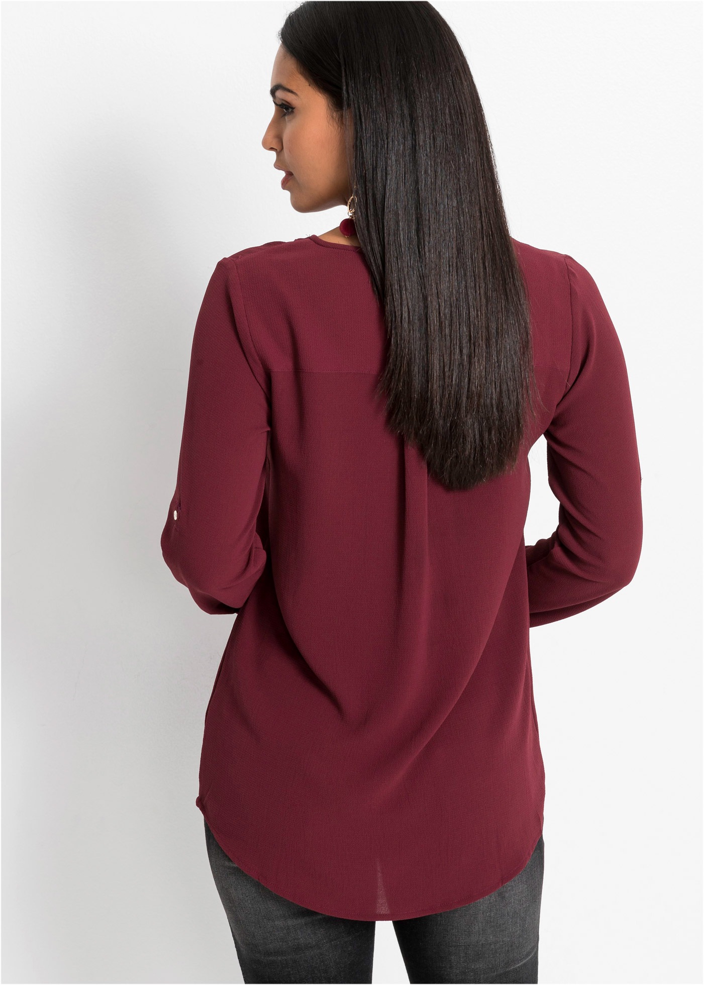 bonprix Longbluse »Longbluse« bequeme Passform, verdeckte Knopfleiste, unifarben, mit Brusttasche