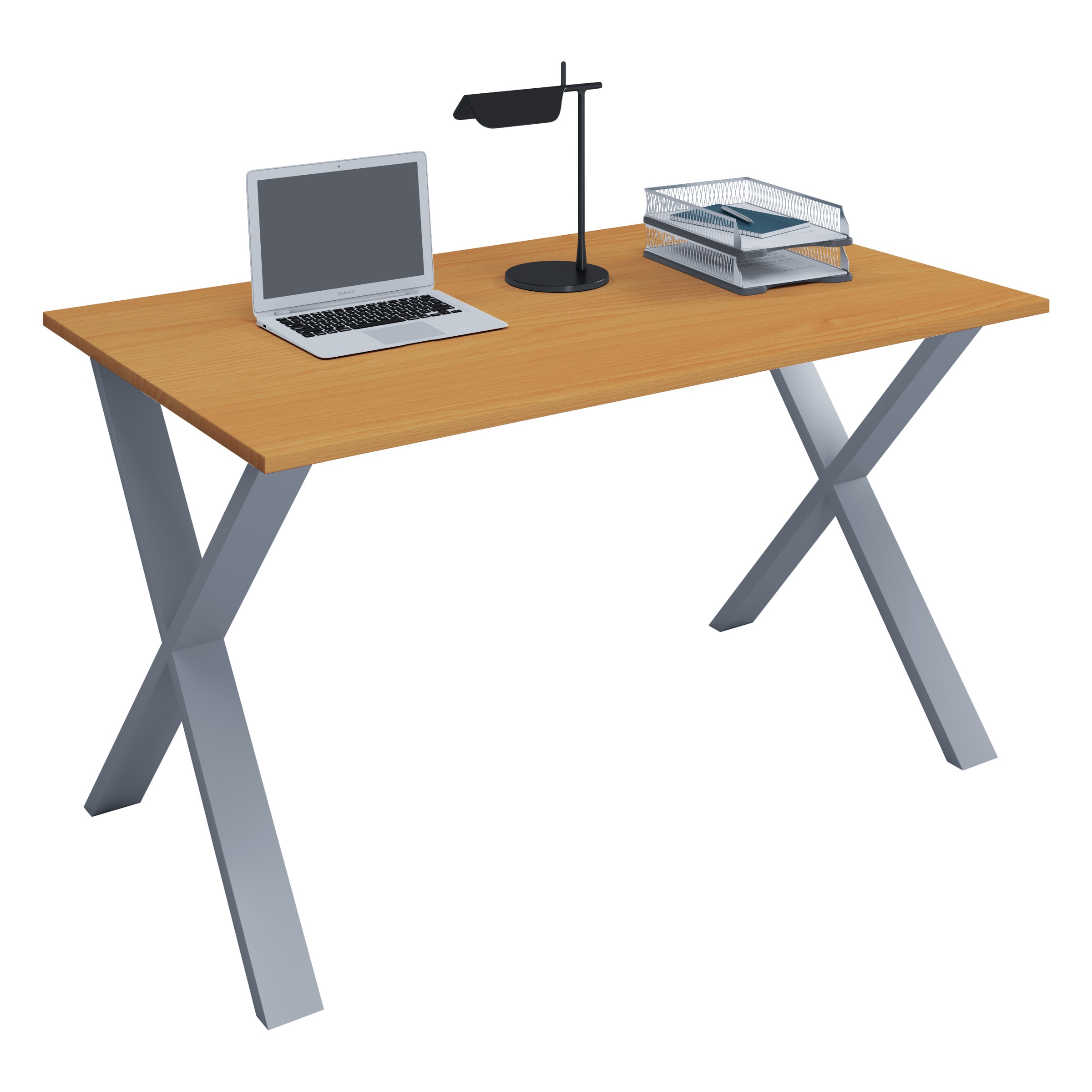 Schreibtisch VCM "Schreibtisch Bürotisch Computertisch 80x50 Lona X", braun (silber, buche), B:80cm T:50cm, Tische, Schreibtisch - B/H/T: 80cm x 50cm