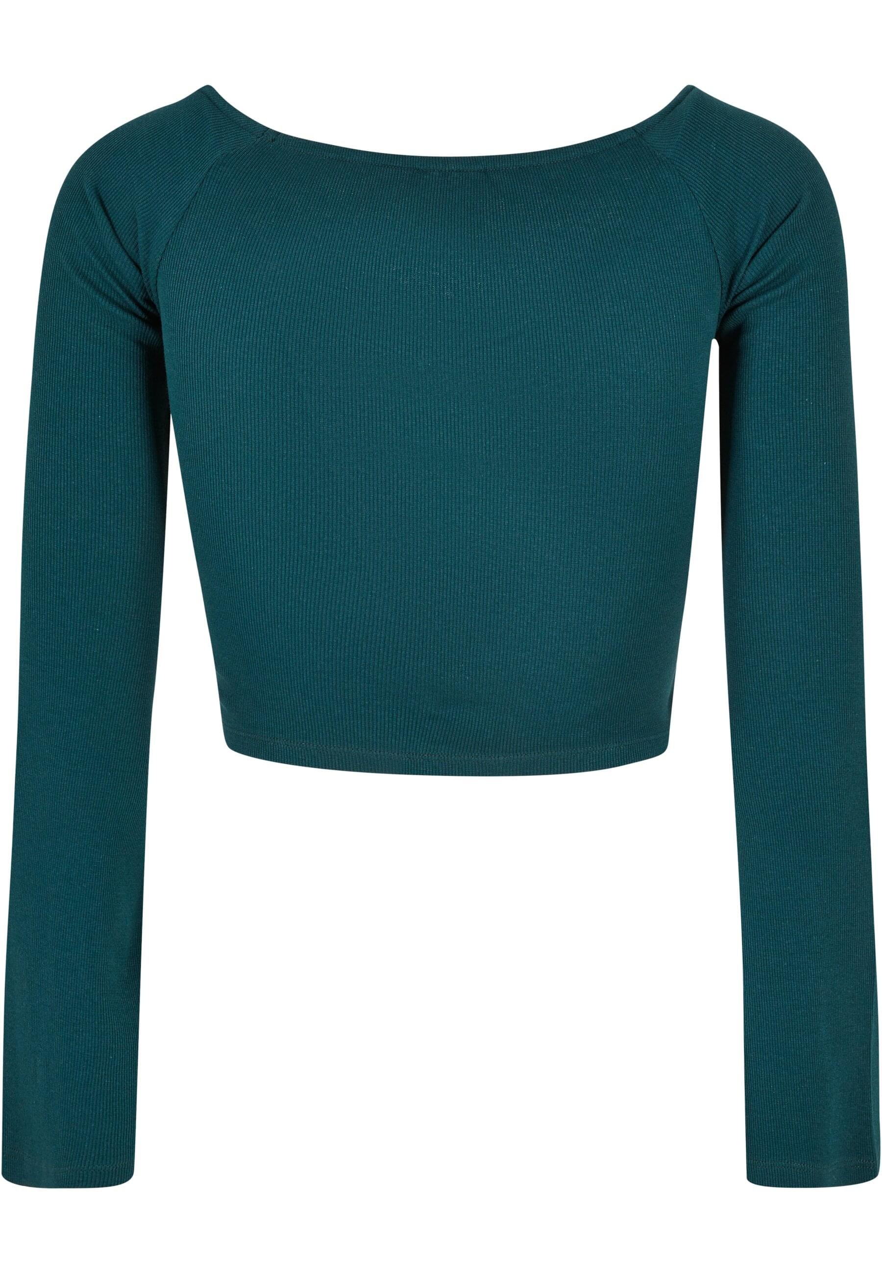 URBAN CLASSICS Langarmshirt »Urban Classics Damen Ladies Short Rib Wide V-Neck Longsleeve«, (1 tlg.)