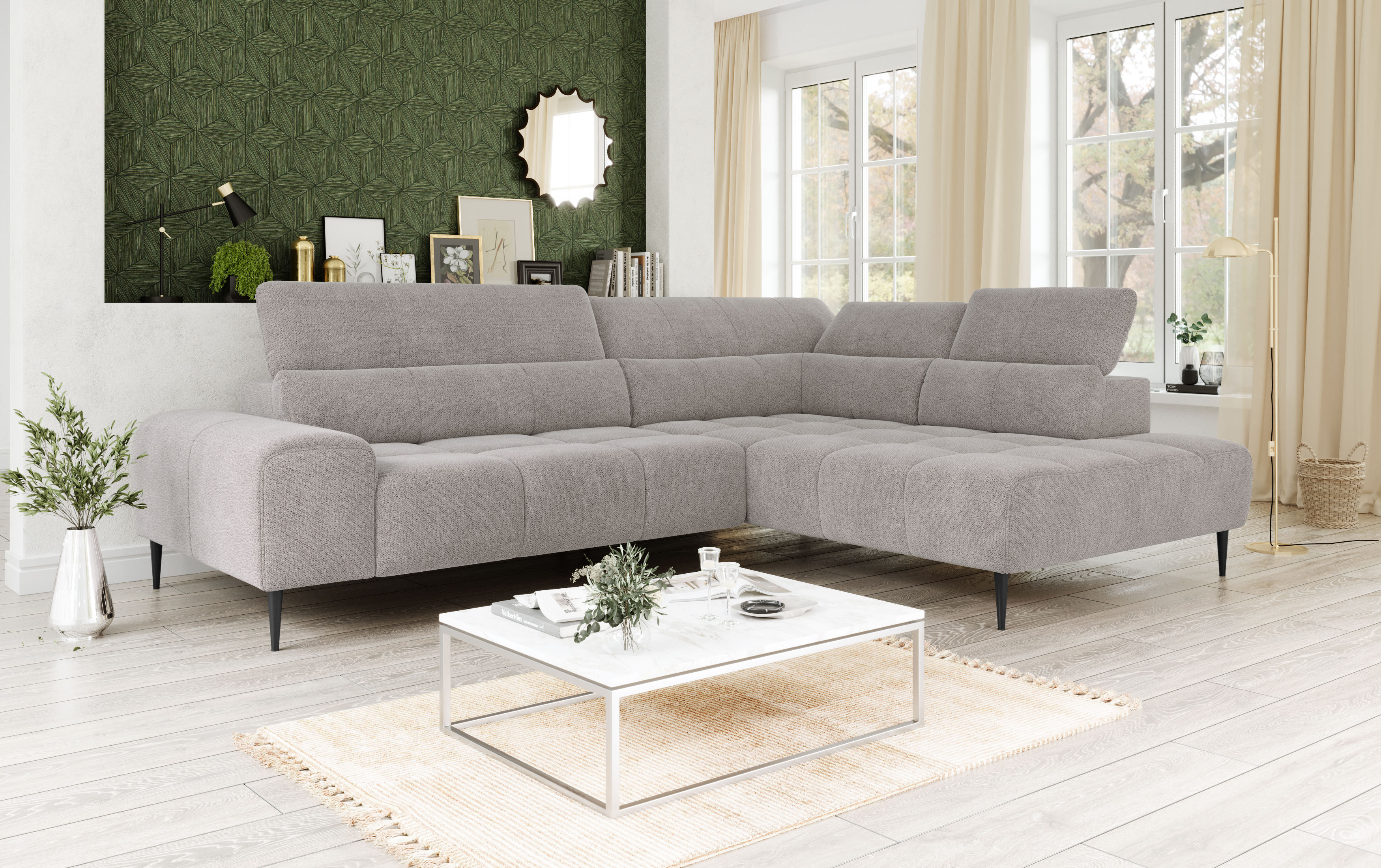 OTTO home Ecksofa "Theo L-Form, B: 298 cm" mit Kopfteilverstellung, optional Sitztiefenverstellung