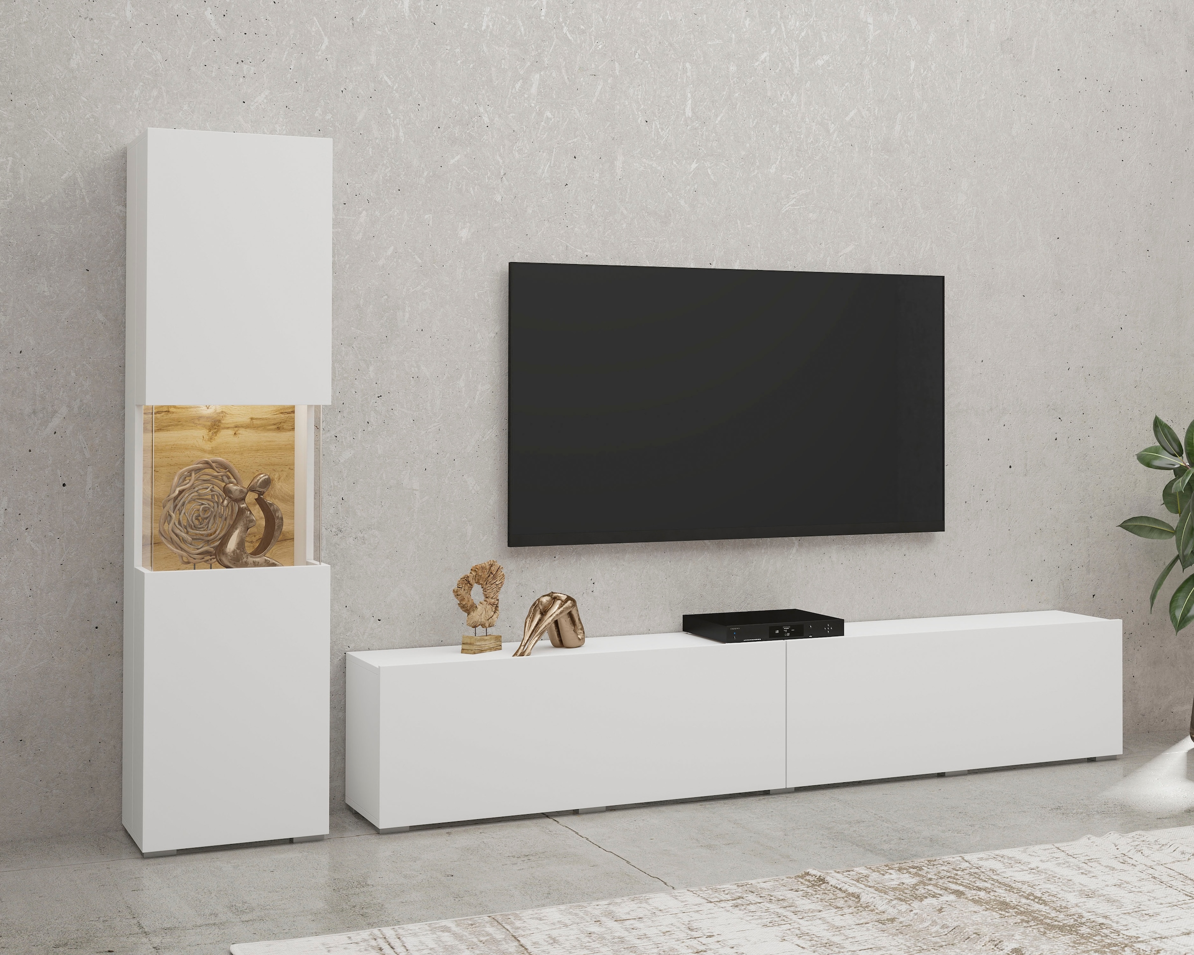 INOSIGN Wohnwand "Ava, Wohnzimmer-Set hängend/stehend montierbar, Vitrine, günstig online kaufen
