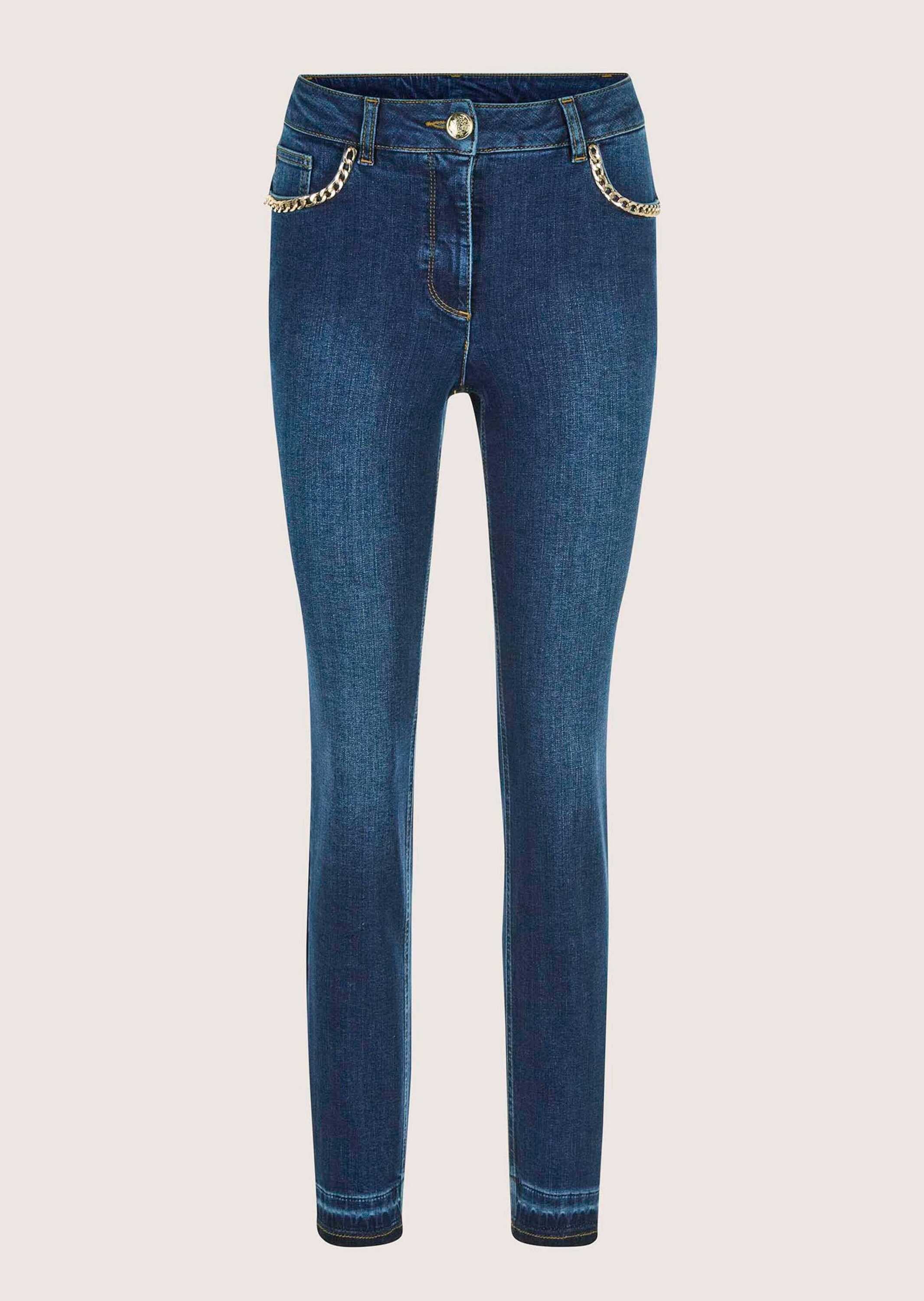 MADELEINE Regular-fit-Jeans "Jeans Slim Fit Jeans mit Kettendetails" Jeans mit Kettendekoration