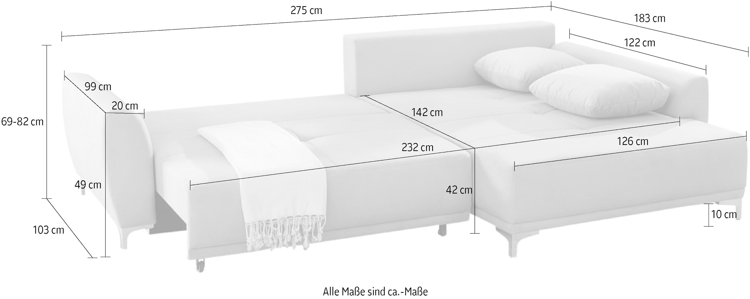 Jockenhöfer Gruppe Polsterecke, moderne Polsterecke, mit Bettfunktion und  Bettkasten und 7 Kissen bestellen | BAUR