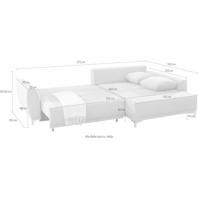 Jockenhöfer Gruppe Polsterecke, moderne Polsterecke, mit Bettfunktion und  Bettkasten und 7 Kissen bestellen | BAUR