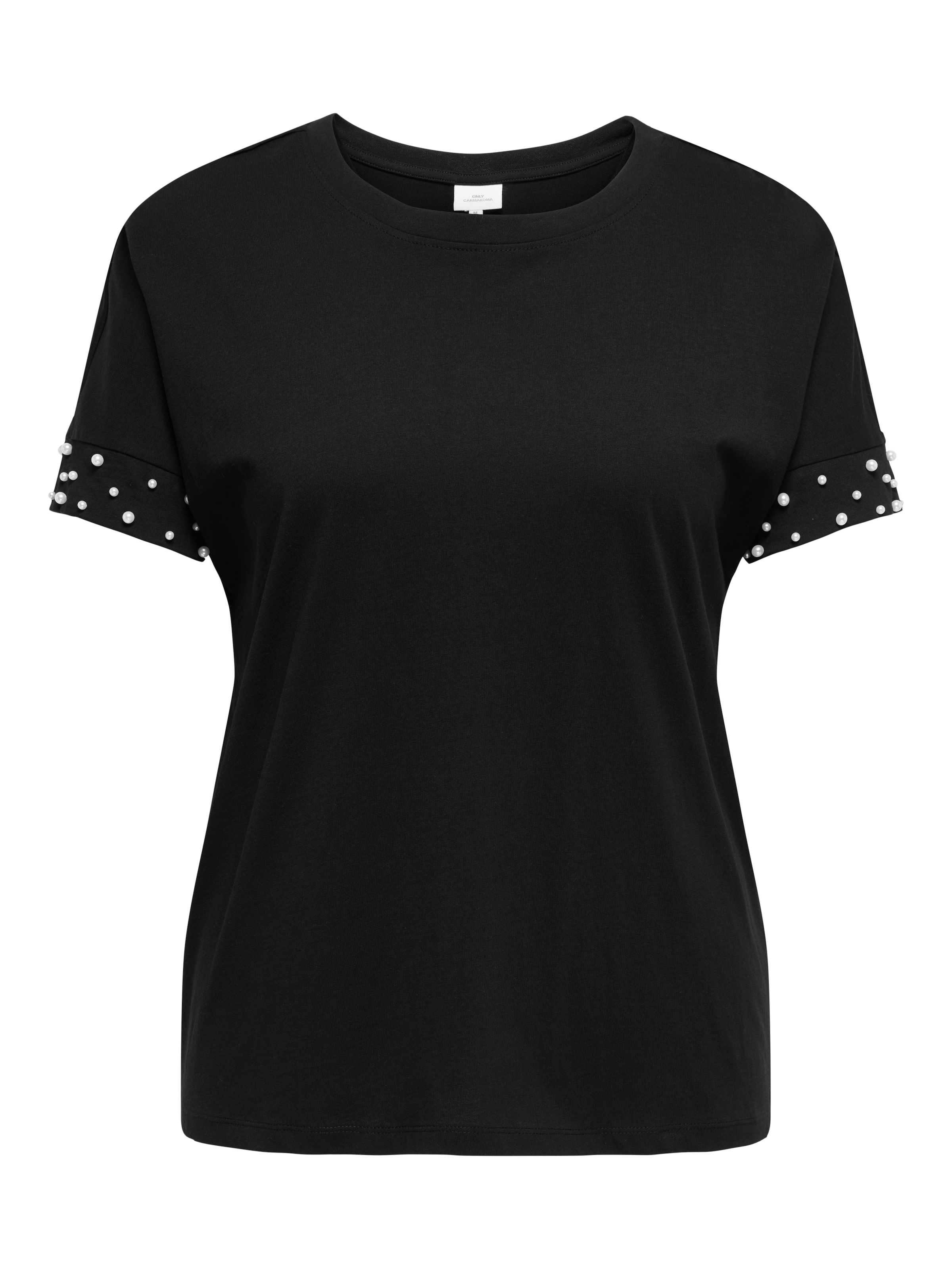 ONLY CARMAKOMA Kurzarmshirt »CAROLIVIA S/S LOOSE O-NECK TOP JRS«, mit Zierperlen