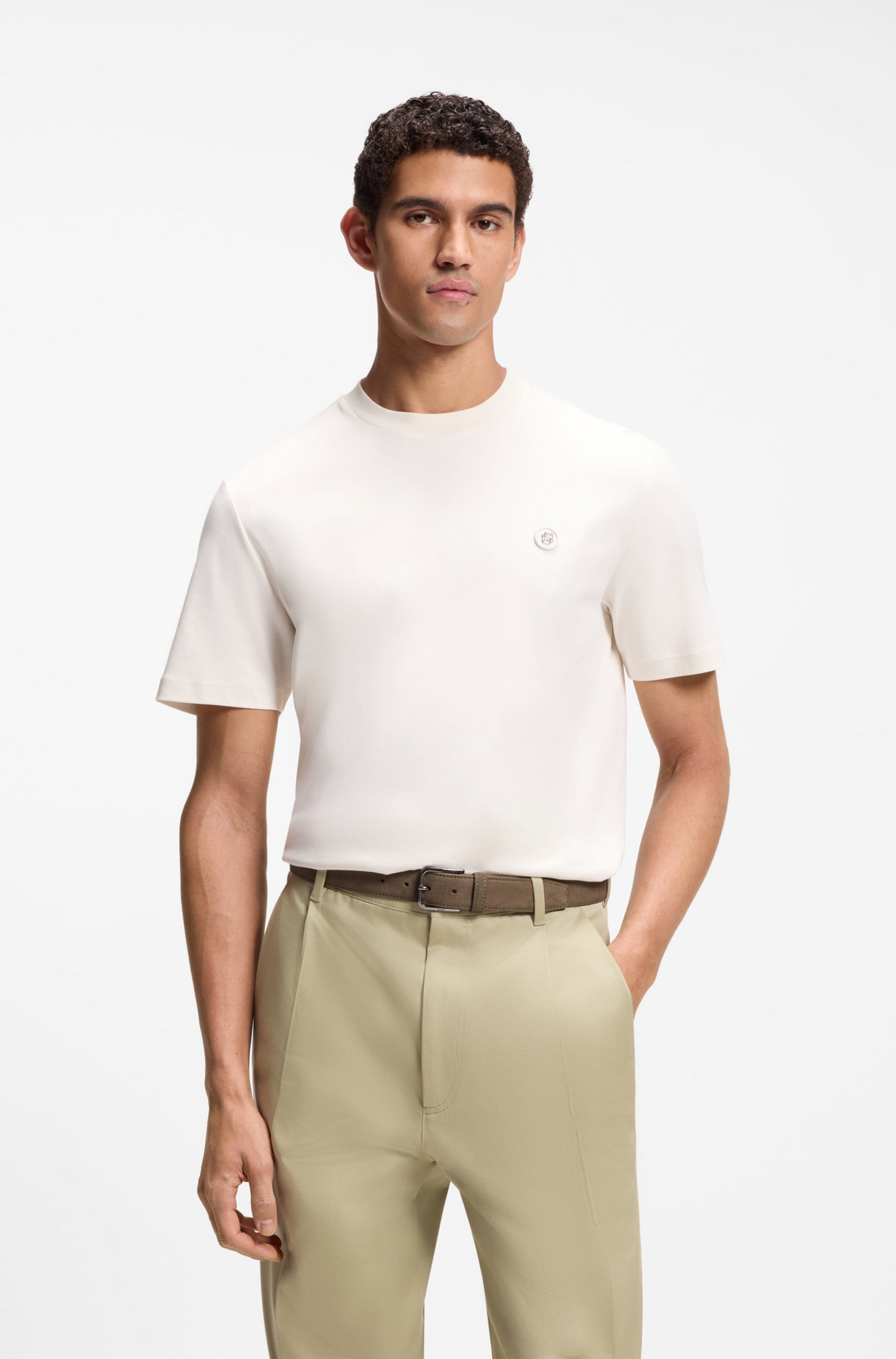 BOSS T-Shirt "C-Taut" Regular Fit, reine Baumwolle, BOSS-Logo