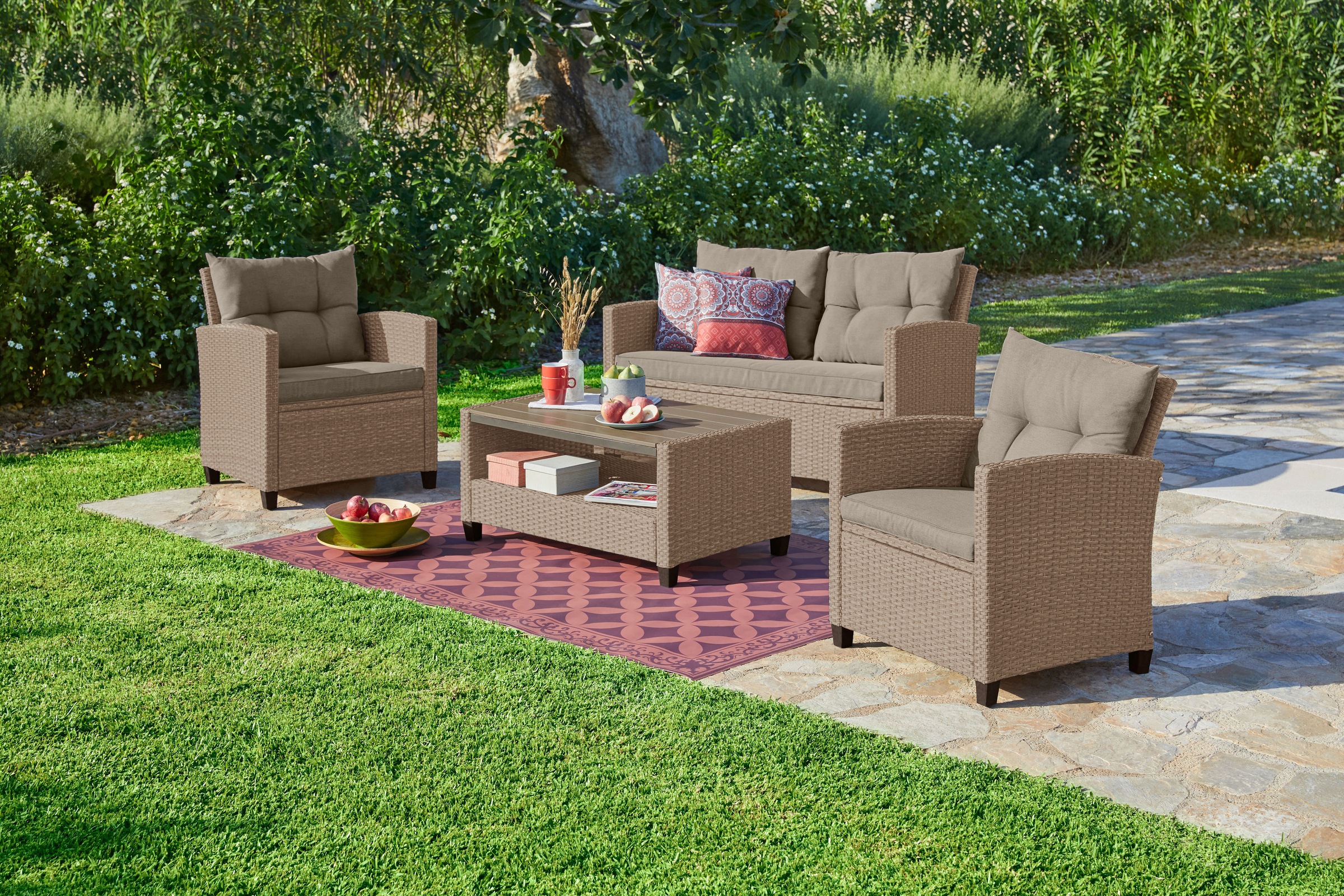 KONIFERA Gartenlounge-Set "Lorca", (Set, 16 tlg., 2x Sessel, 1x2er Sofa, 1x günstig online kaufen