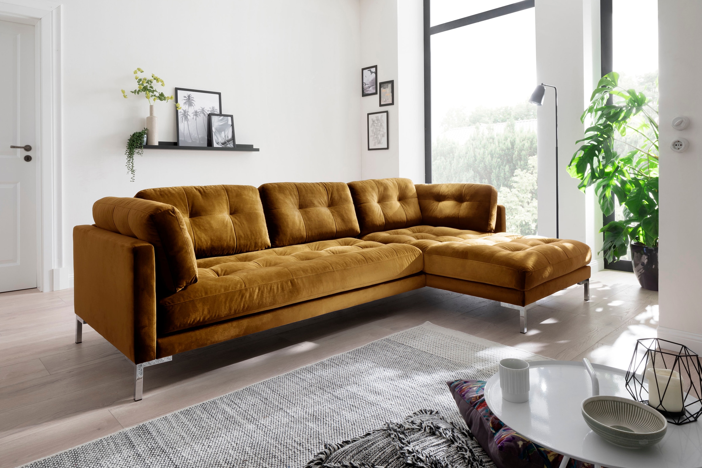 Trends by HG Ecksofa "Landau L-Form", in Cord-Stoff mit Metallfuß günstig online kaufen