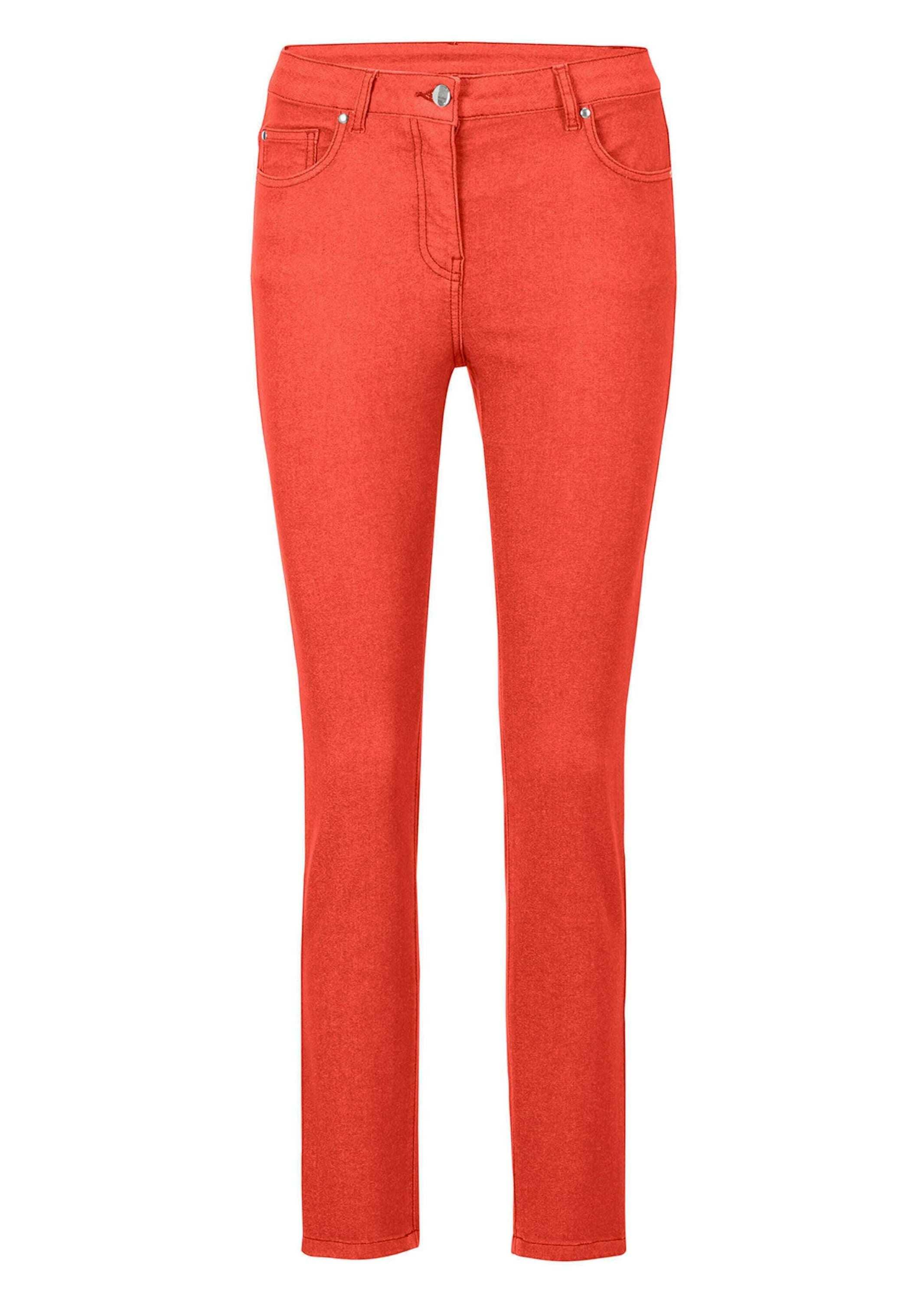 GOLDNER Damen 7/8-Hose "Schmale Stretchhose BELLA", rot, Gr. 44, Obermaterial: 65% Baumwolle CO. 31% Polyester PES. 4% Elasthan EL., Hosen