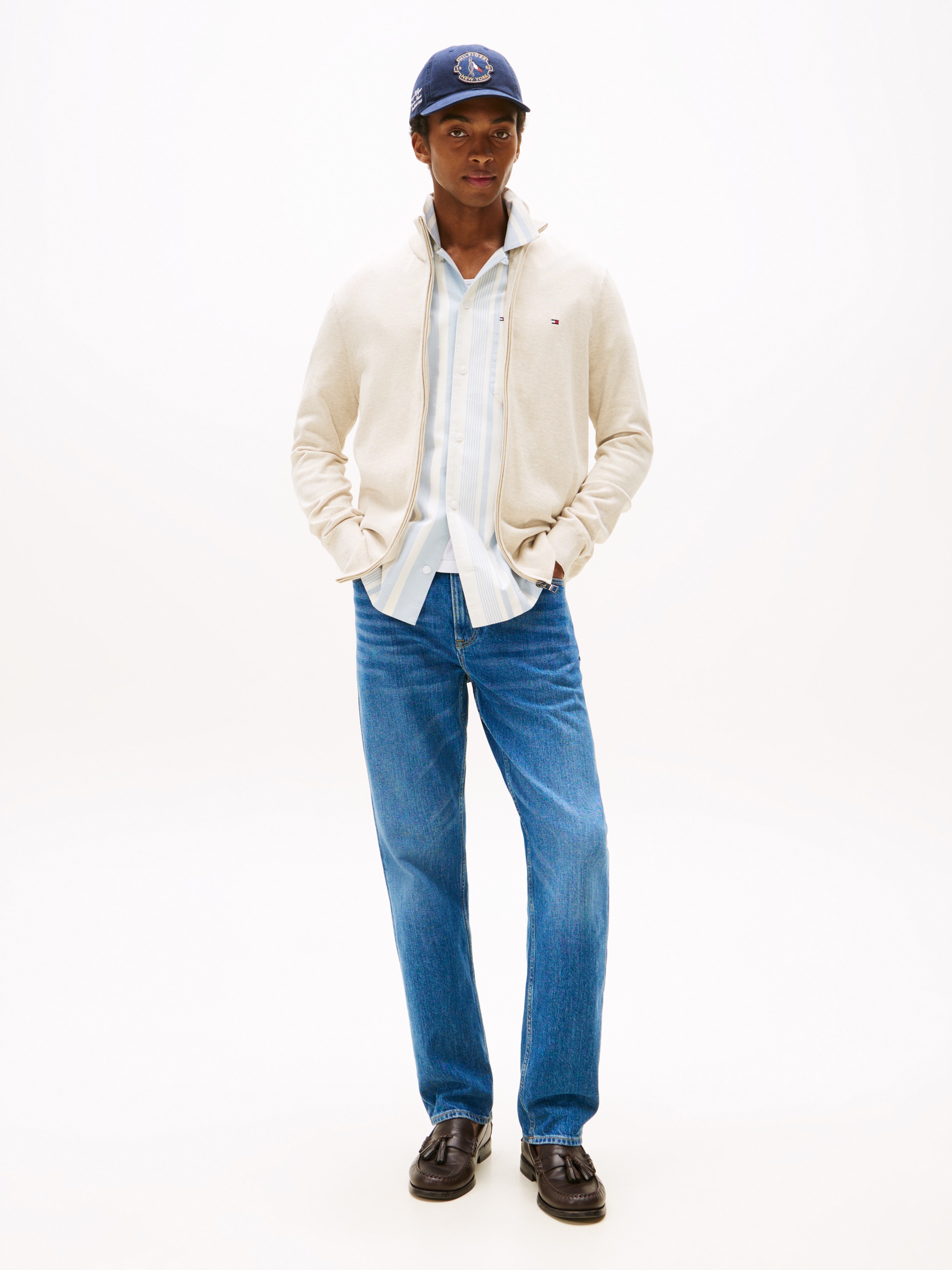 Tommy Hilfiger Strickjacke "ESSENTIAL COTTON ZIP THRU", mit Logostickerei günstig online kaufen