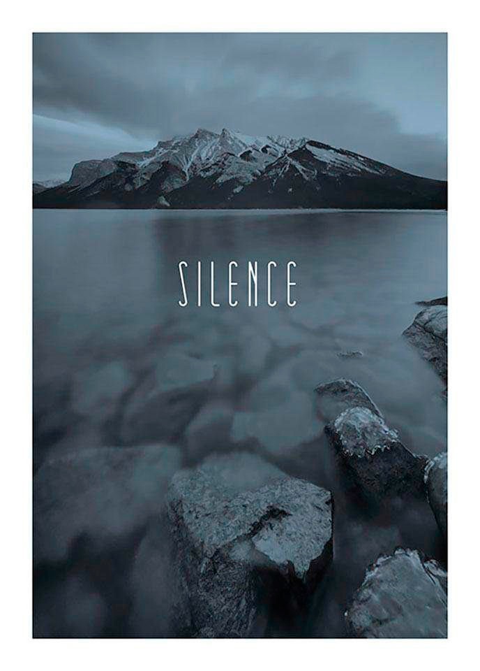 Komar Poster "Word Lake Silence Steel", Natur, (1 St.), Kinderzimmer, Schlafzimmer, Wohnzimmer