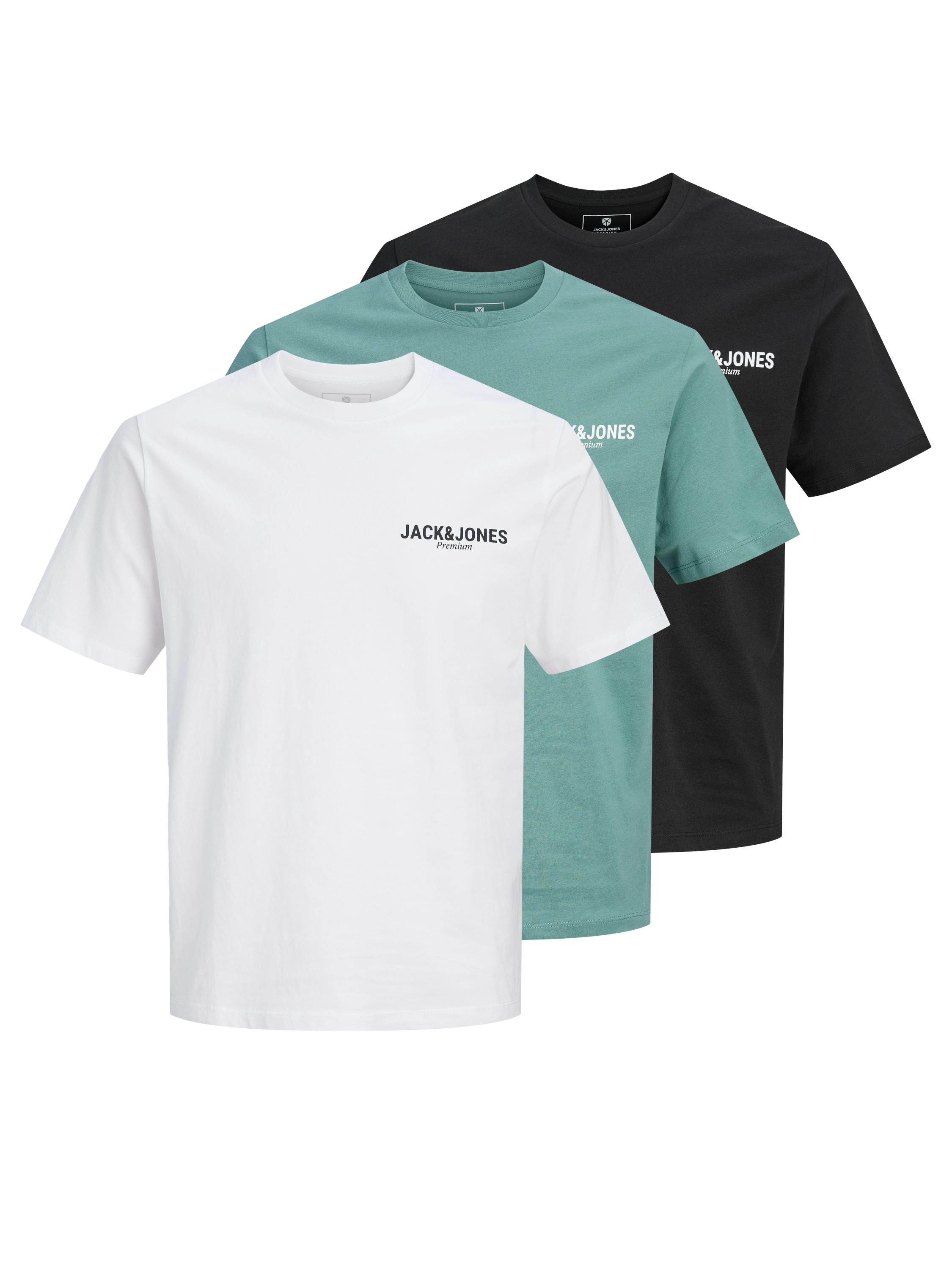 Jack & Jones Rundhalsshirt "Jprblaoscar Ss Tee Fst 3PK Mp" Packung, 3
