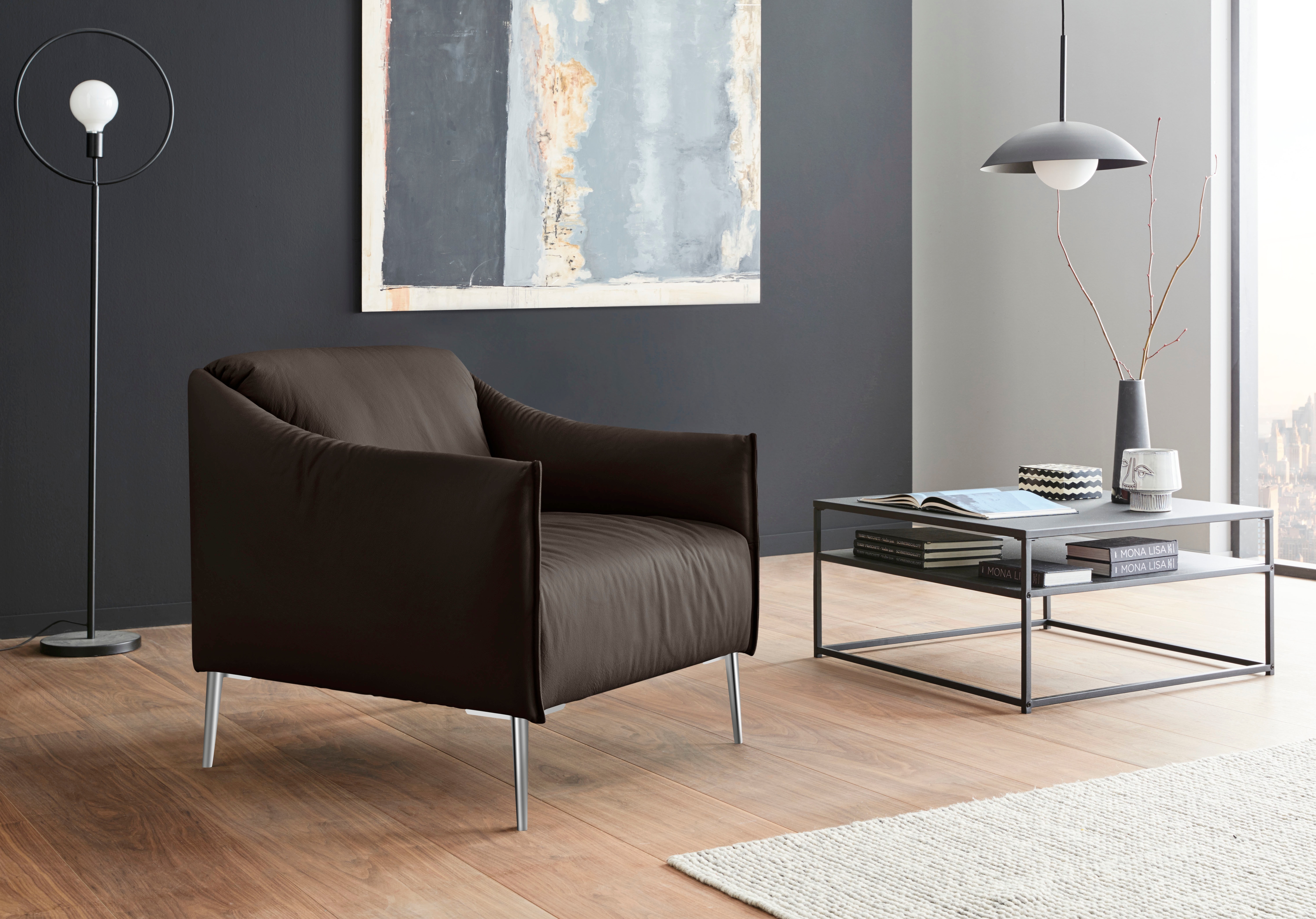 W.SCHILLIG Cocktailsessel "sally Designsessel, Loungesessel, bequem, tolle Verarbeitungsdetails" mit Metallfüßen in Chrom glänzend