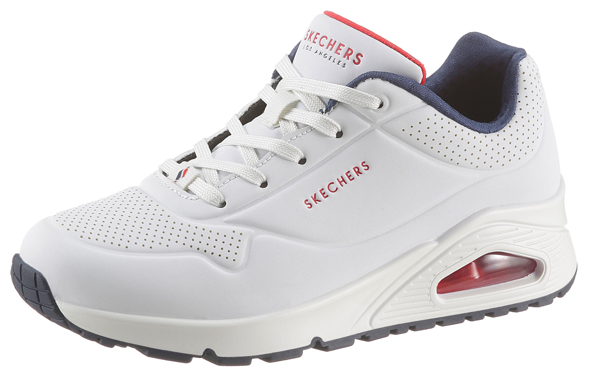 Skechers Wedgesneaker »Uno - Stand on Air«, mit feiner Perforation, Freizeitschuh, Halbschuh, Schnürschuh