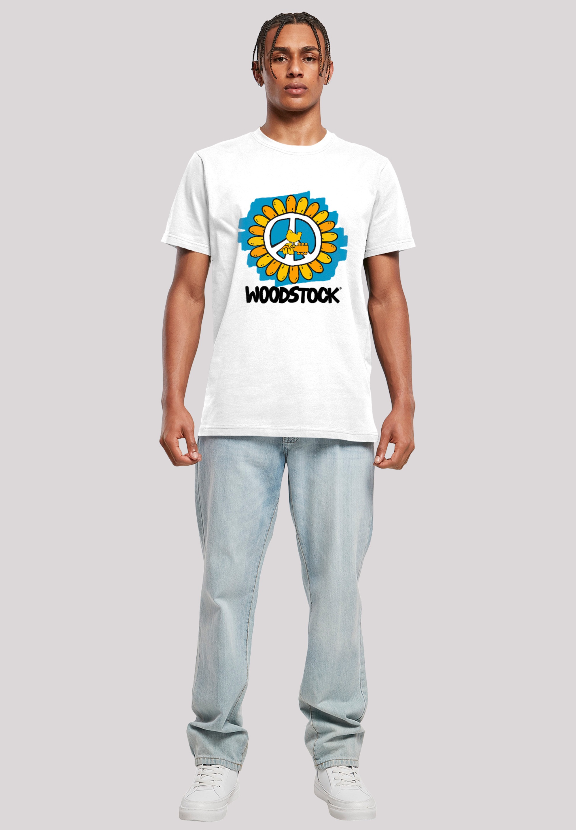 F4NT4STIC T-Shirt »Woodstock Artwork Flower Peace«, Herren,Premium Merch,Regular-Fit,Basic,Bandshirt