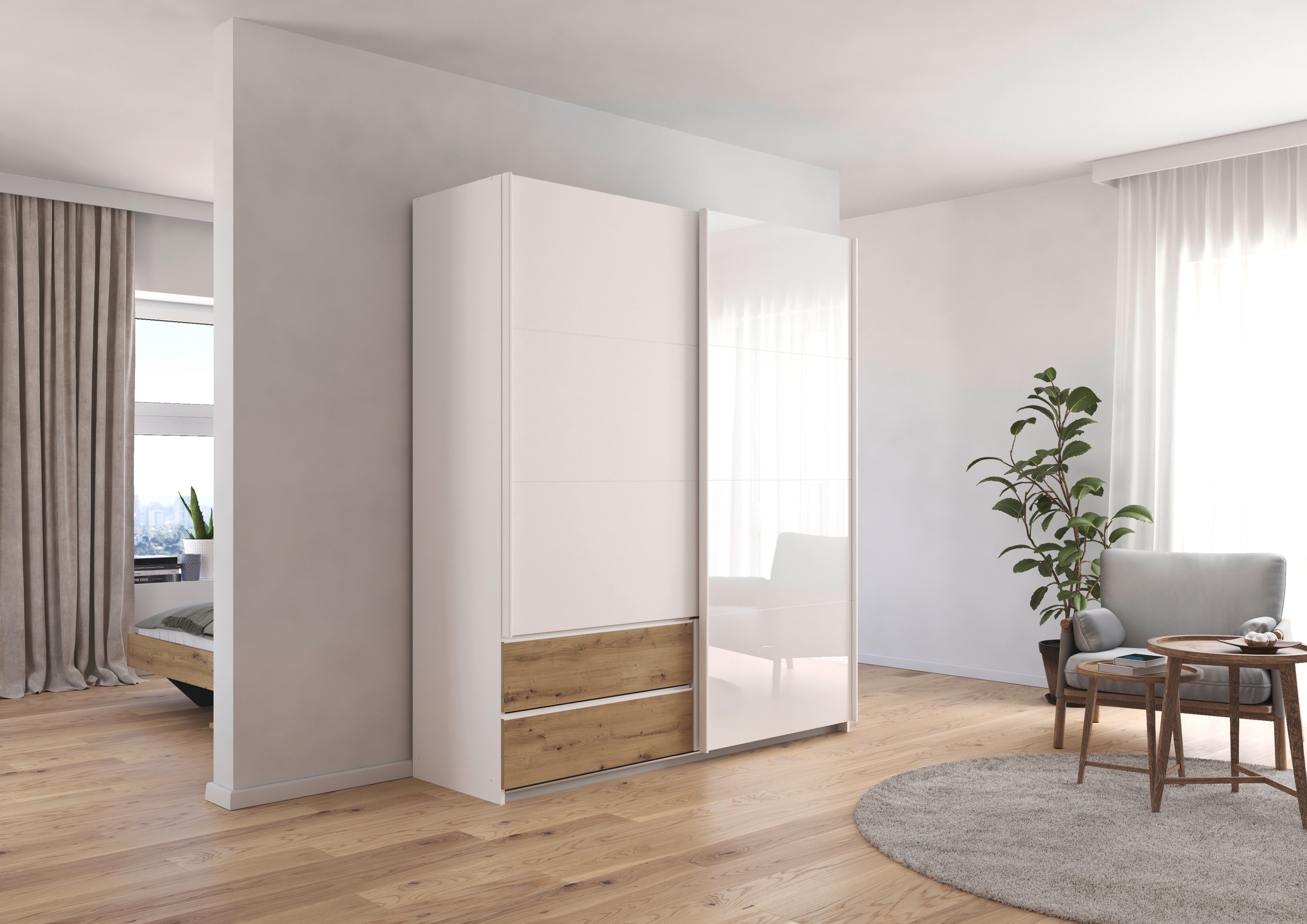 rauch Schwebetürenschrank "Kleiderschrank Schrank Garderobe ELARA Glastür/G günstig online kaufen