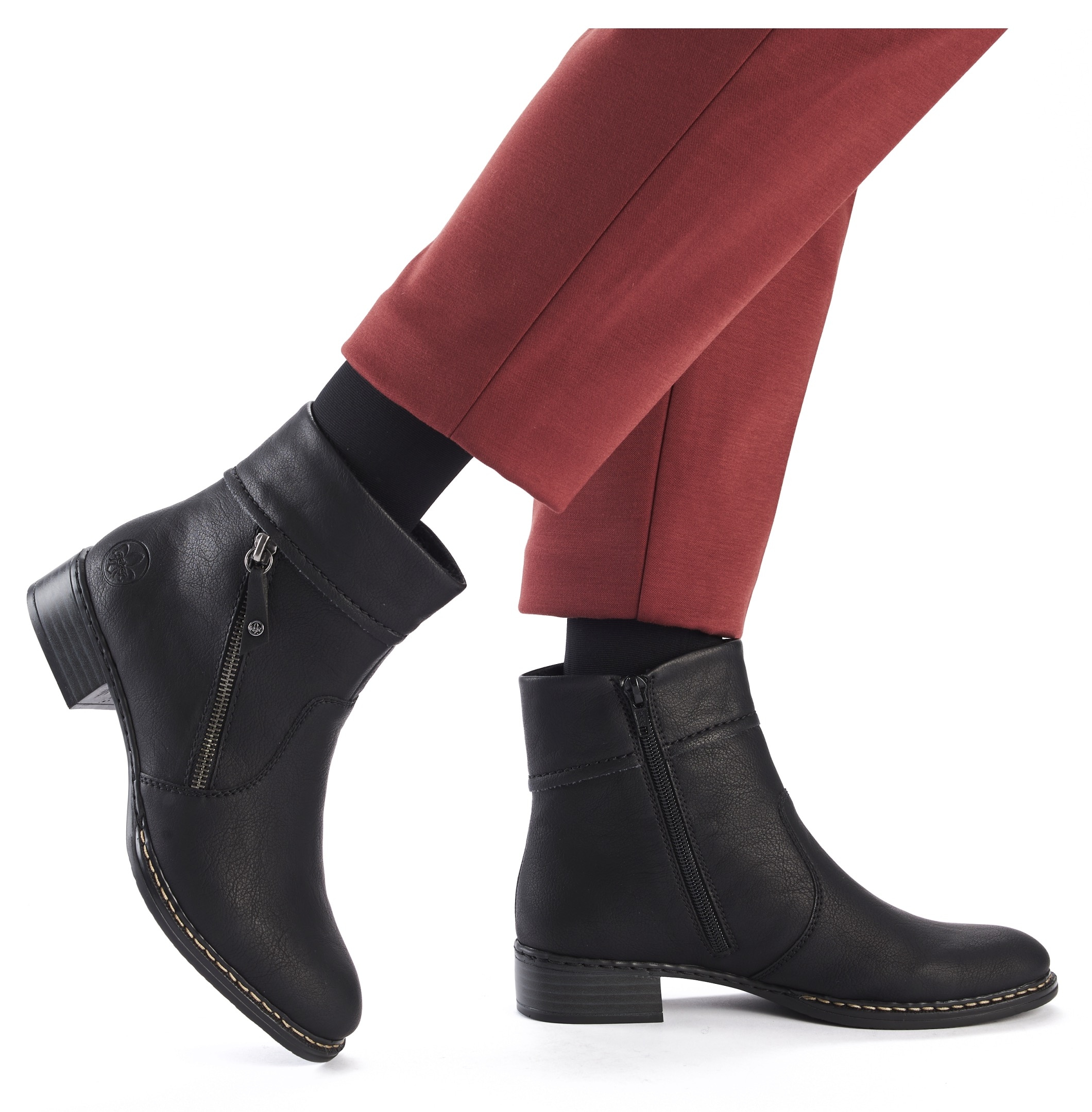 Rieker Stiefelette, Boots, Ankleboots, Blockabsatz, mit praktischem Innenreißverschluss