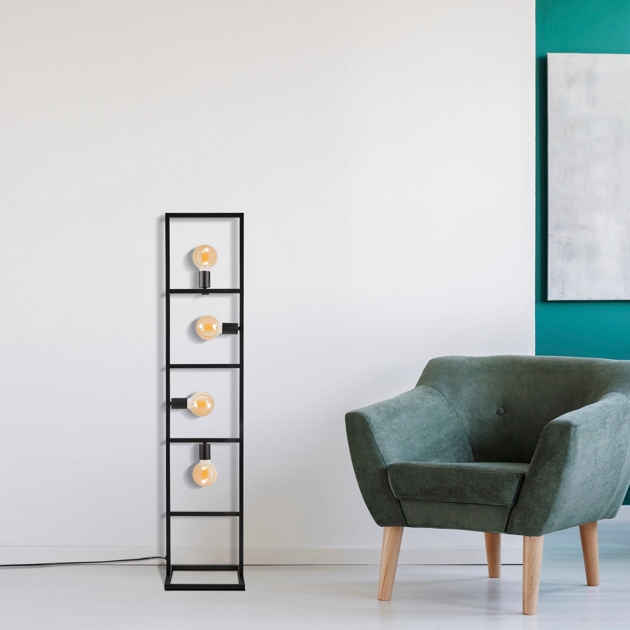 Paco Home Stehlampe »OSKAR«, Leuchtmittel E27 | ohne Leuchtmittel, LED Stehlampe Standleuchte Wohnzimmer Schlafzimmer Esszimmer Modern