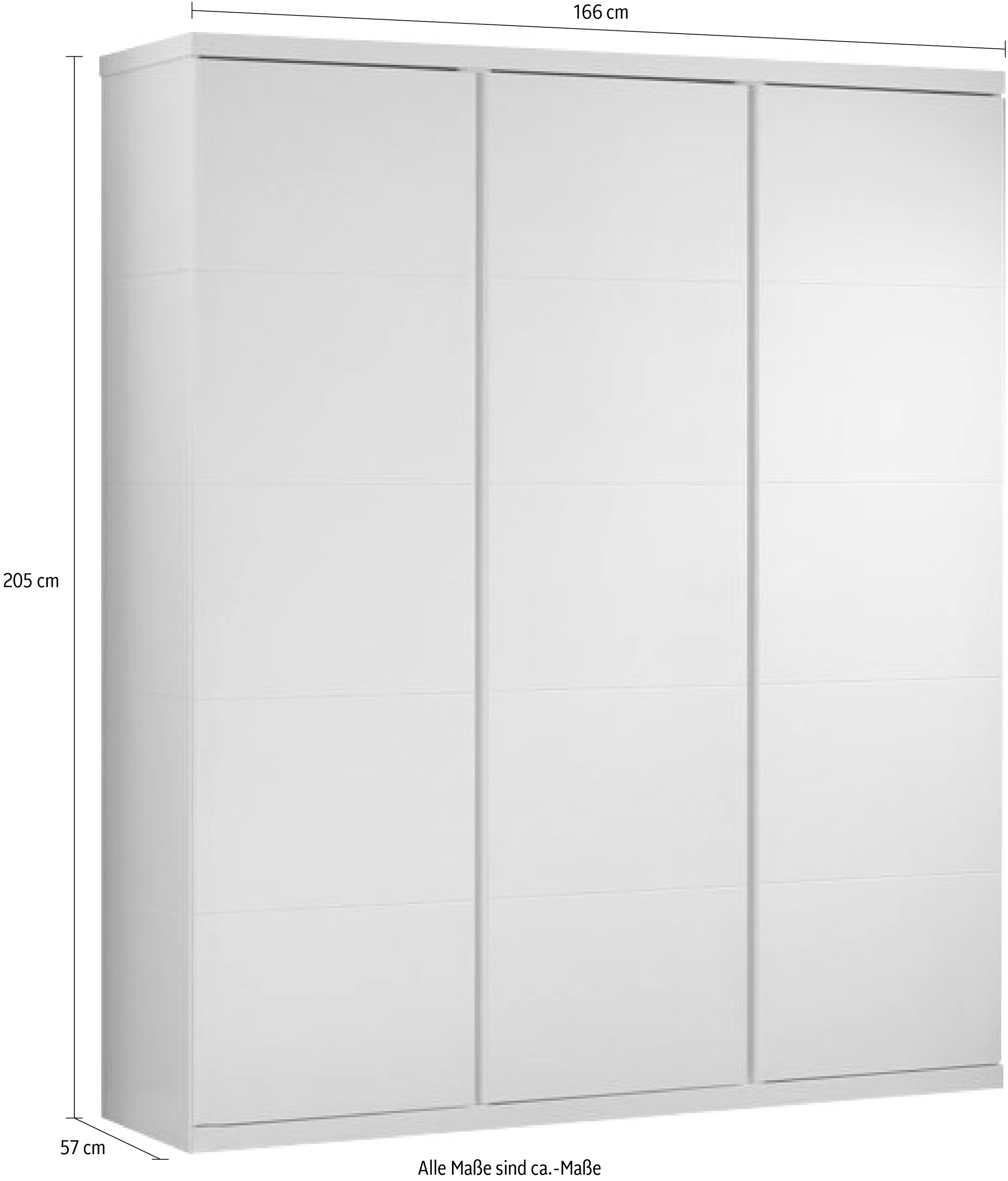 Vipack Kleiderschrank, (Made in Europe), Geräumiger 3-trg. Kleiderschrank in gradlinigem Design, Ausf. Weiß