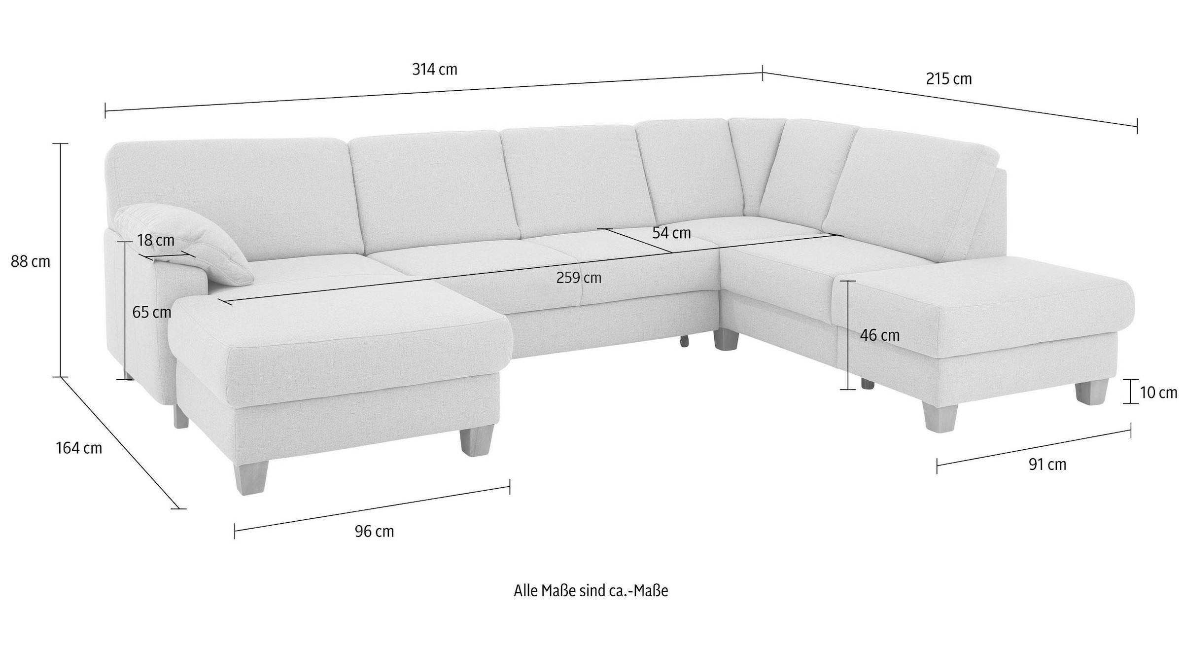 Home affaire Wohnlandschaft »Belfort U-Form« mit Federkern, wahlweise mit Bettfunktion und Stauraum