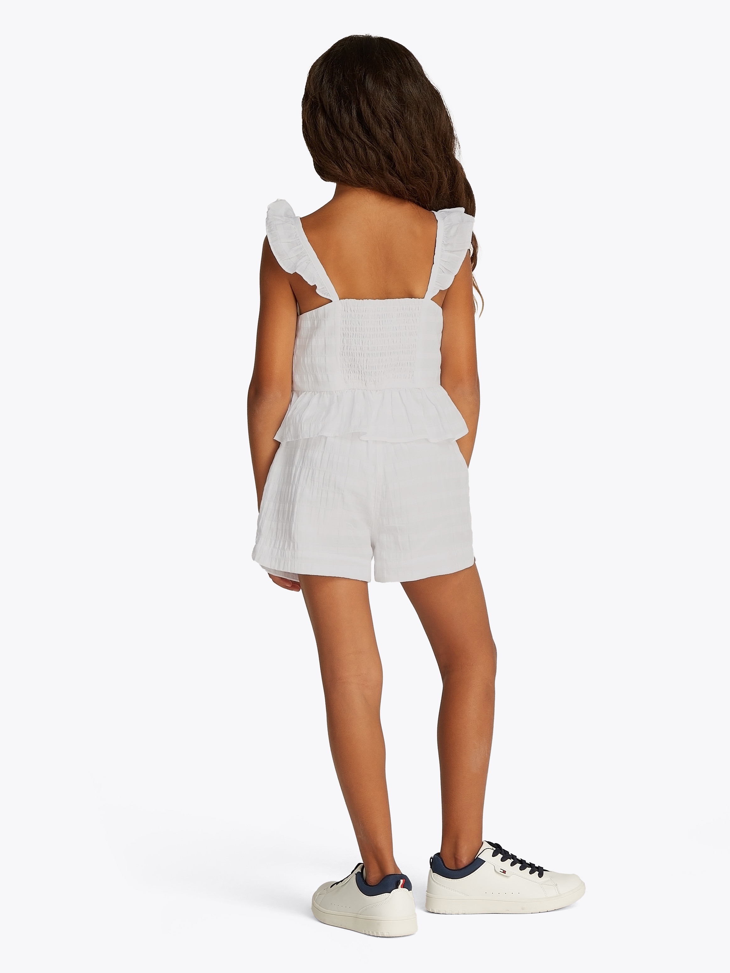 Tommy Hilfiger Trägertop »TEXTURED COTTON TOP SLVLS«, mit Stickerei, mit Rüschen