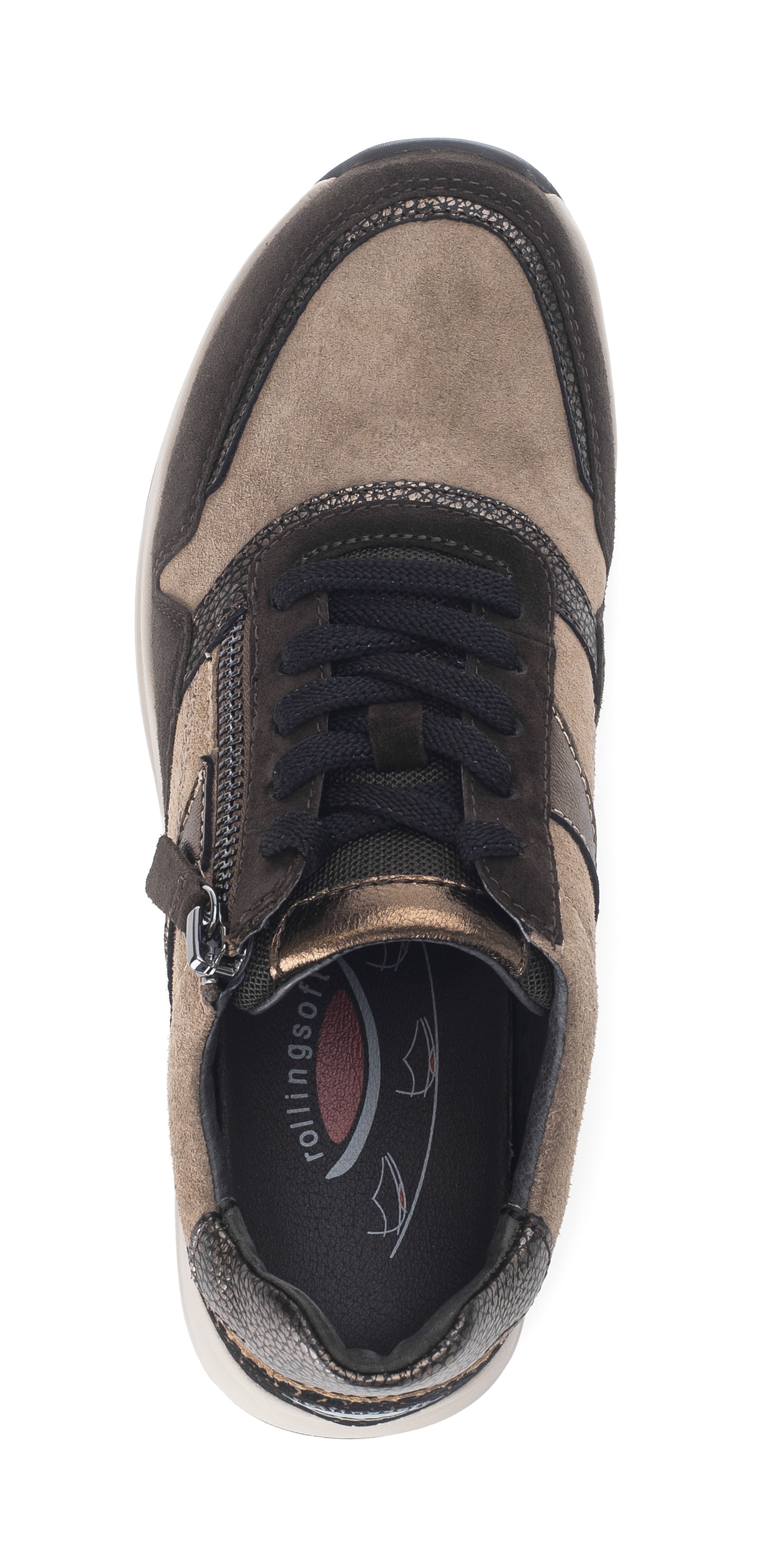 Gabor Rollingsoft Keilsneaker, Schnürschuh, Halbschuh, Freizeitschuh mit seitlichem Reißverschluss