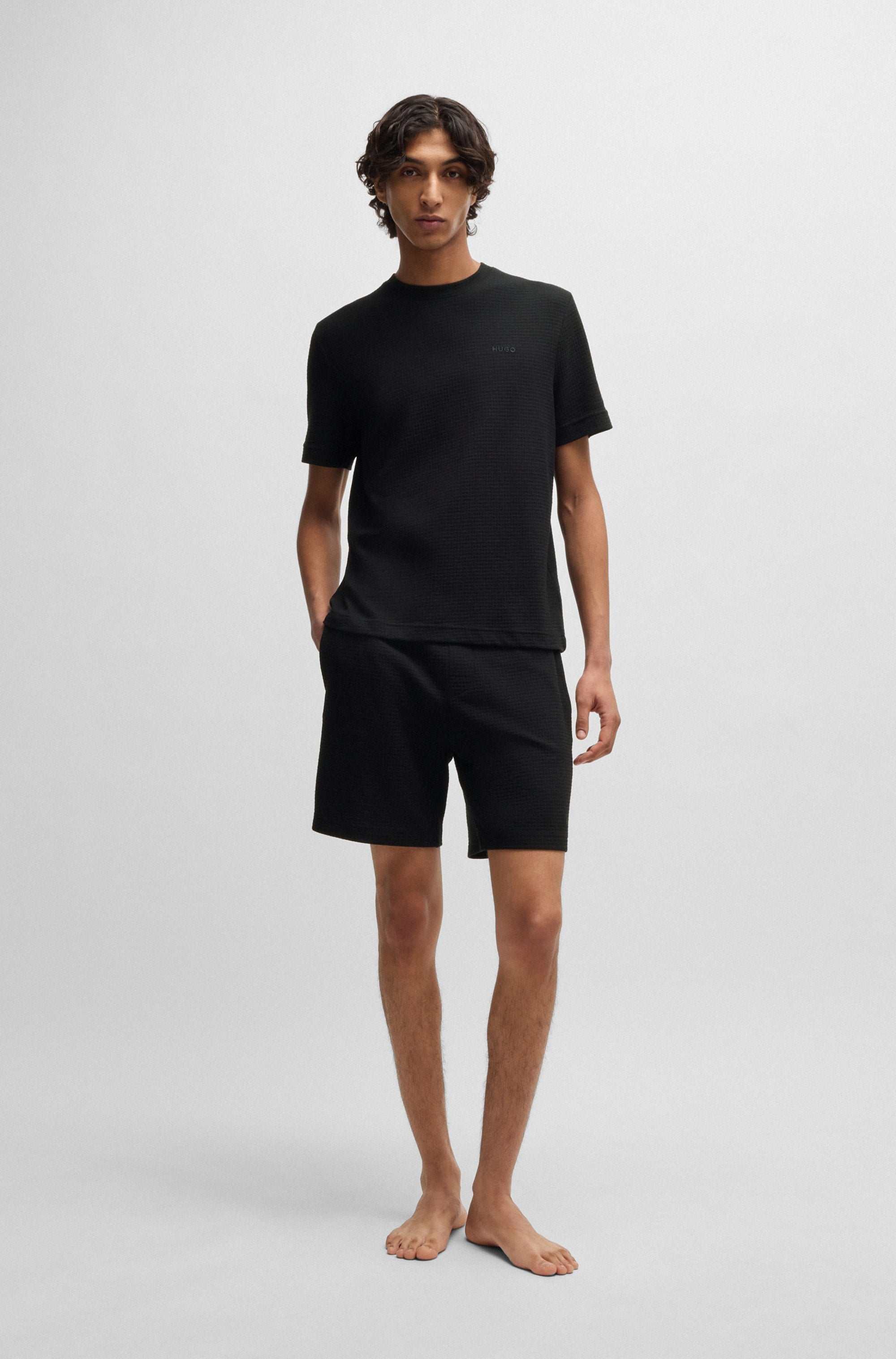 HUGO Underwear T-Shirt »,Austin T-Shirt«, Waffelstruktur und Logo-Stickerei