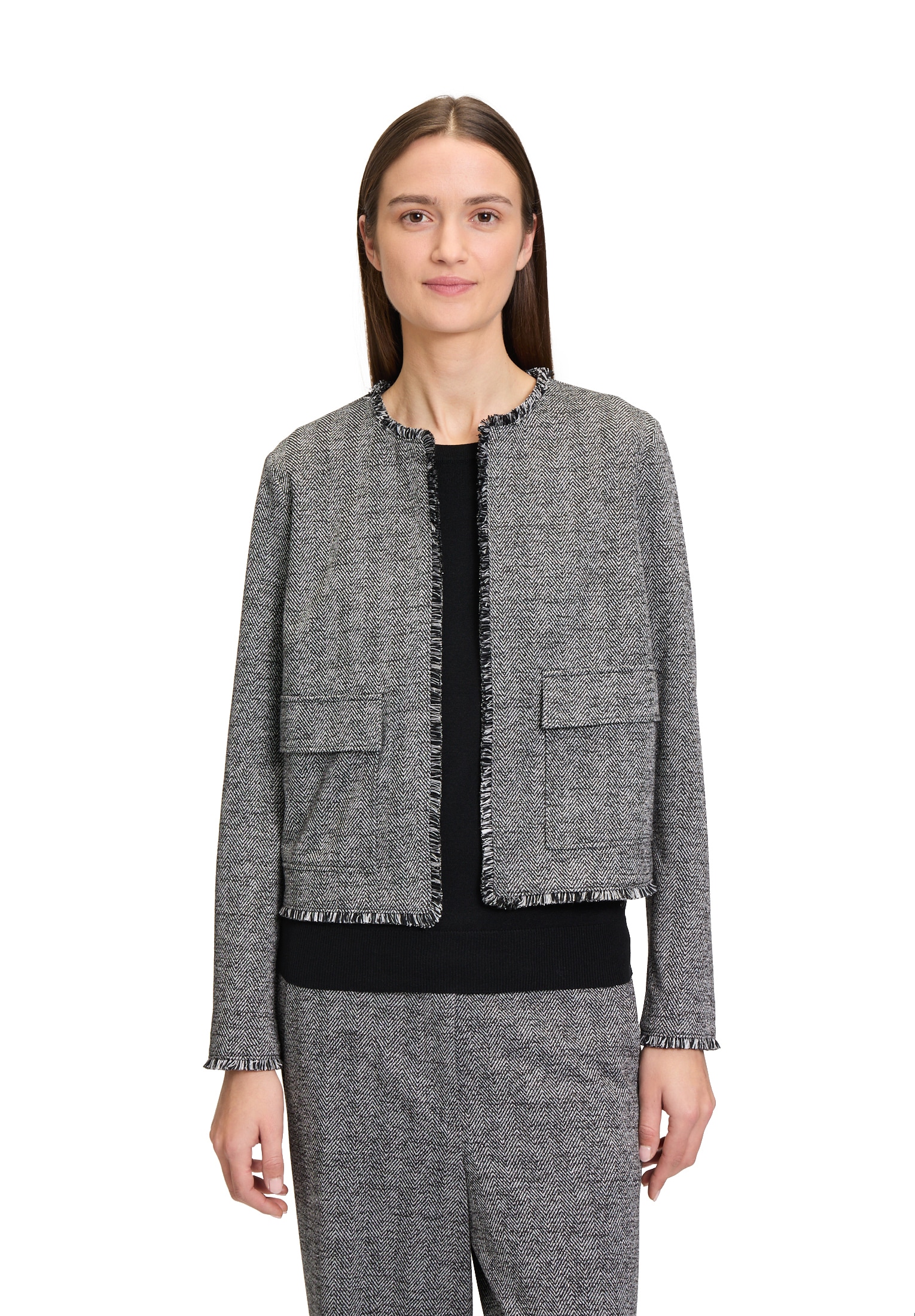 Betty&Co Jackenblazer "Betty & Co Damen Jerseyjacke mit Fransen" günstig online kaufen