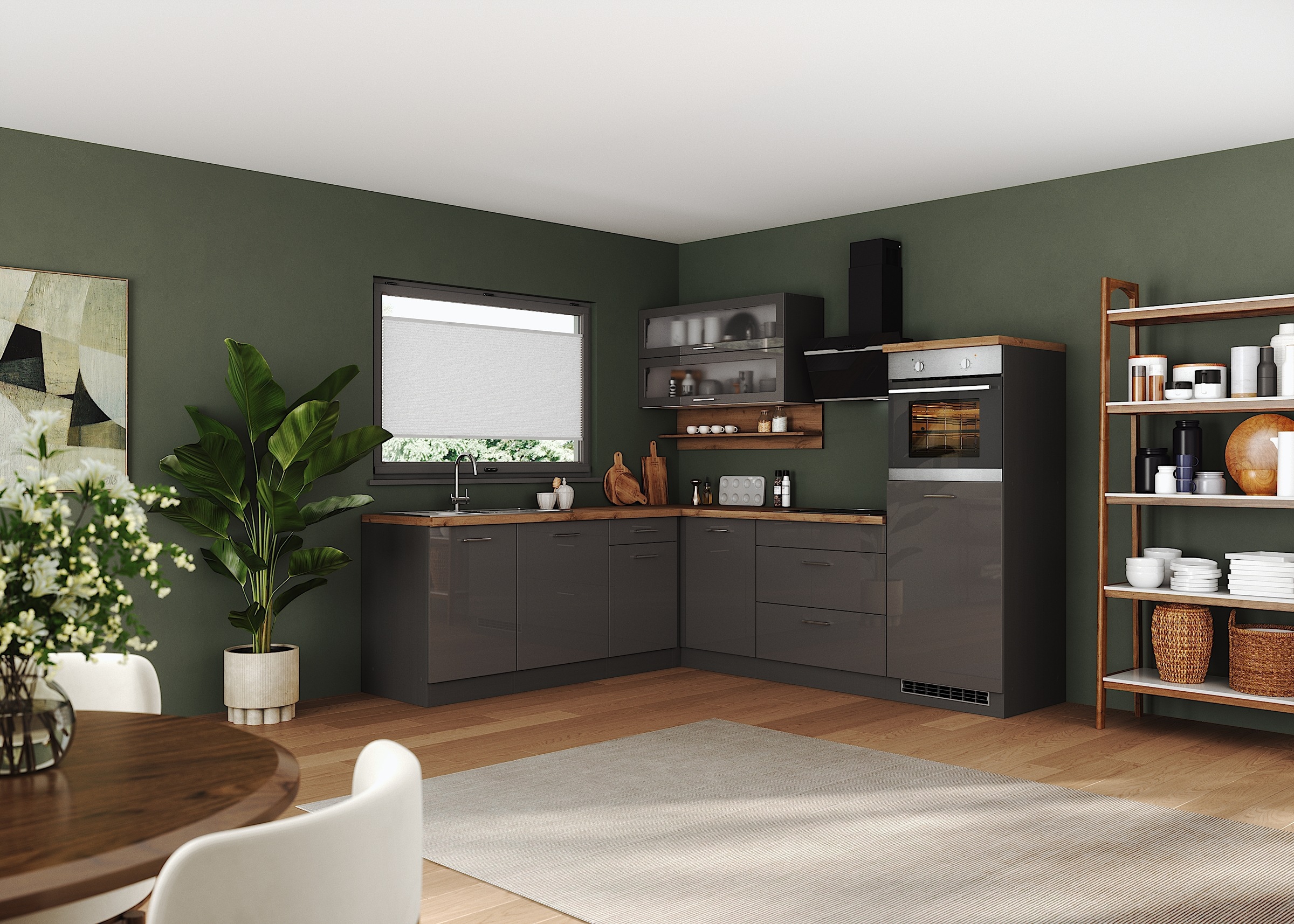 KOCHSTATION Winkelküche "KS-Milan", Stellbreite 250/220 cm, viel Stauraum, günstig online kaufen