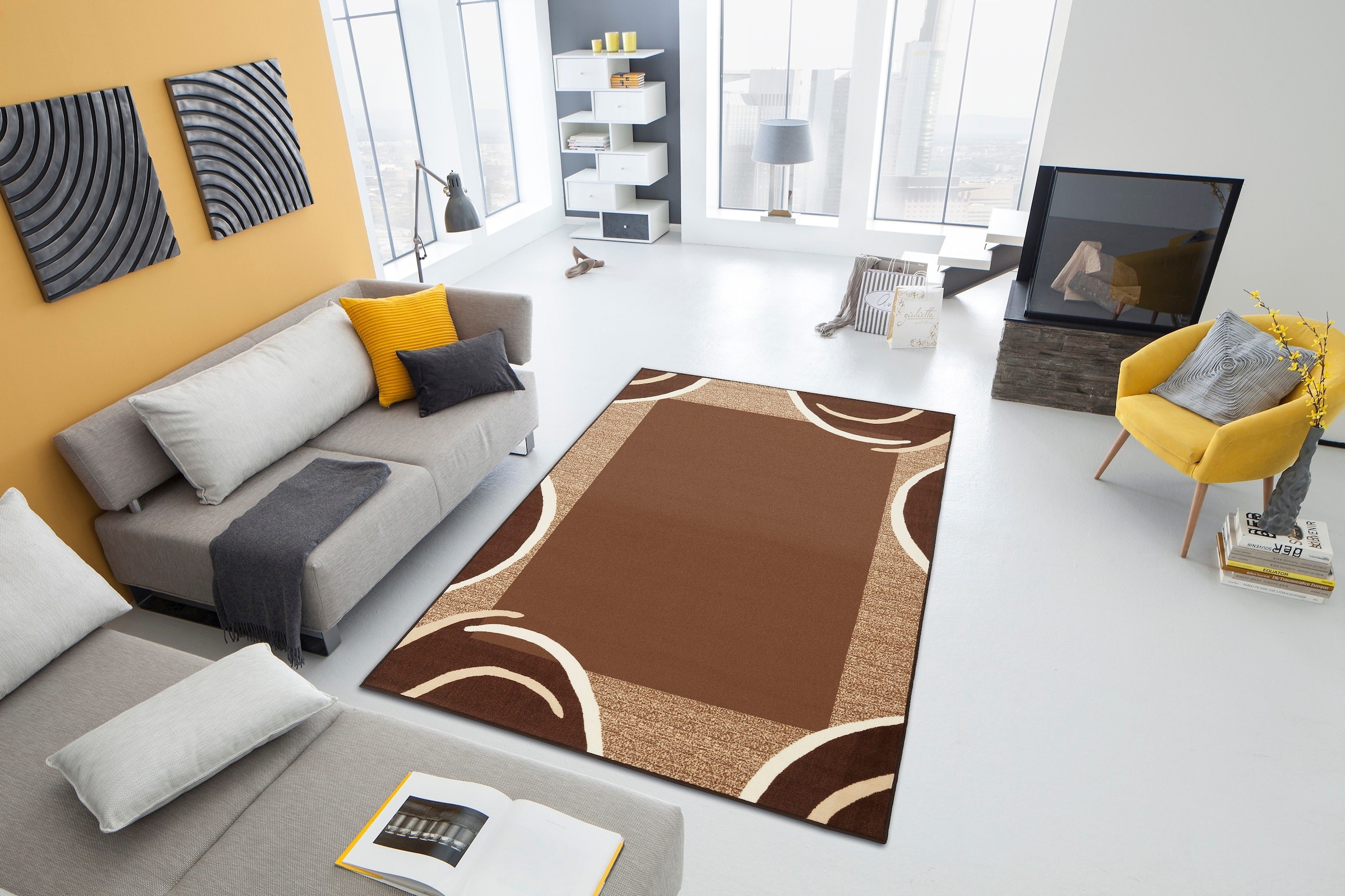 THEKO Teppich »Loures«, rechteckig, Kurzflor, mit moderner Bordüre, ideal im Wohnzimmer & Schlafzimmer