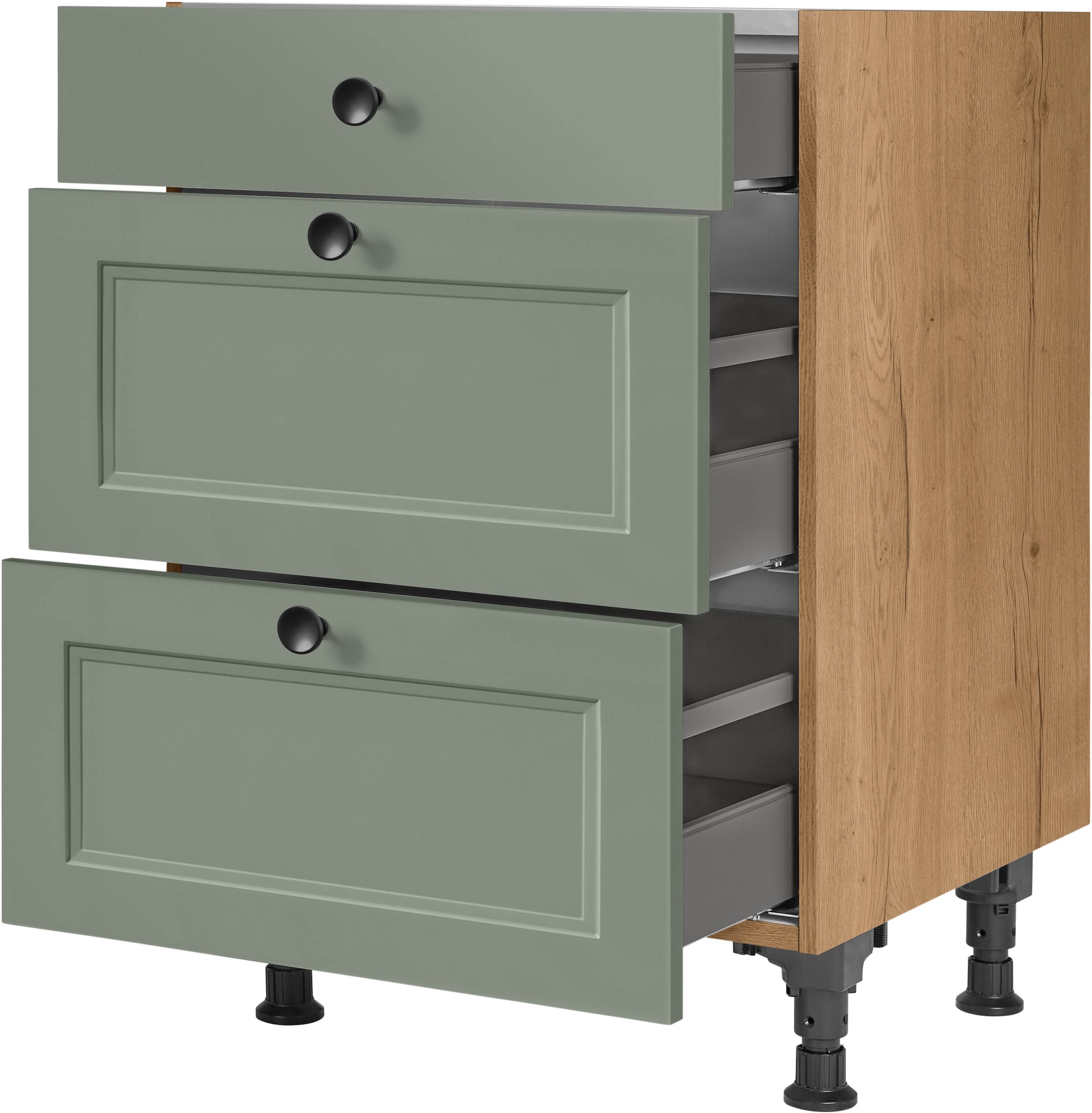 nobilia® Unterschrank »"Cascada", vormontiert, mit höhenverstellbaren Sockelfüßen, in den« Breiten 30, 45, 60 und 90 cm, mit Schubkasten und Auszügen