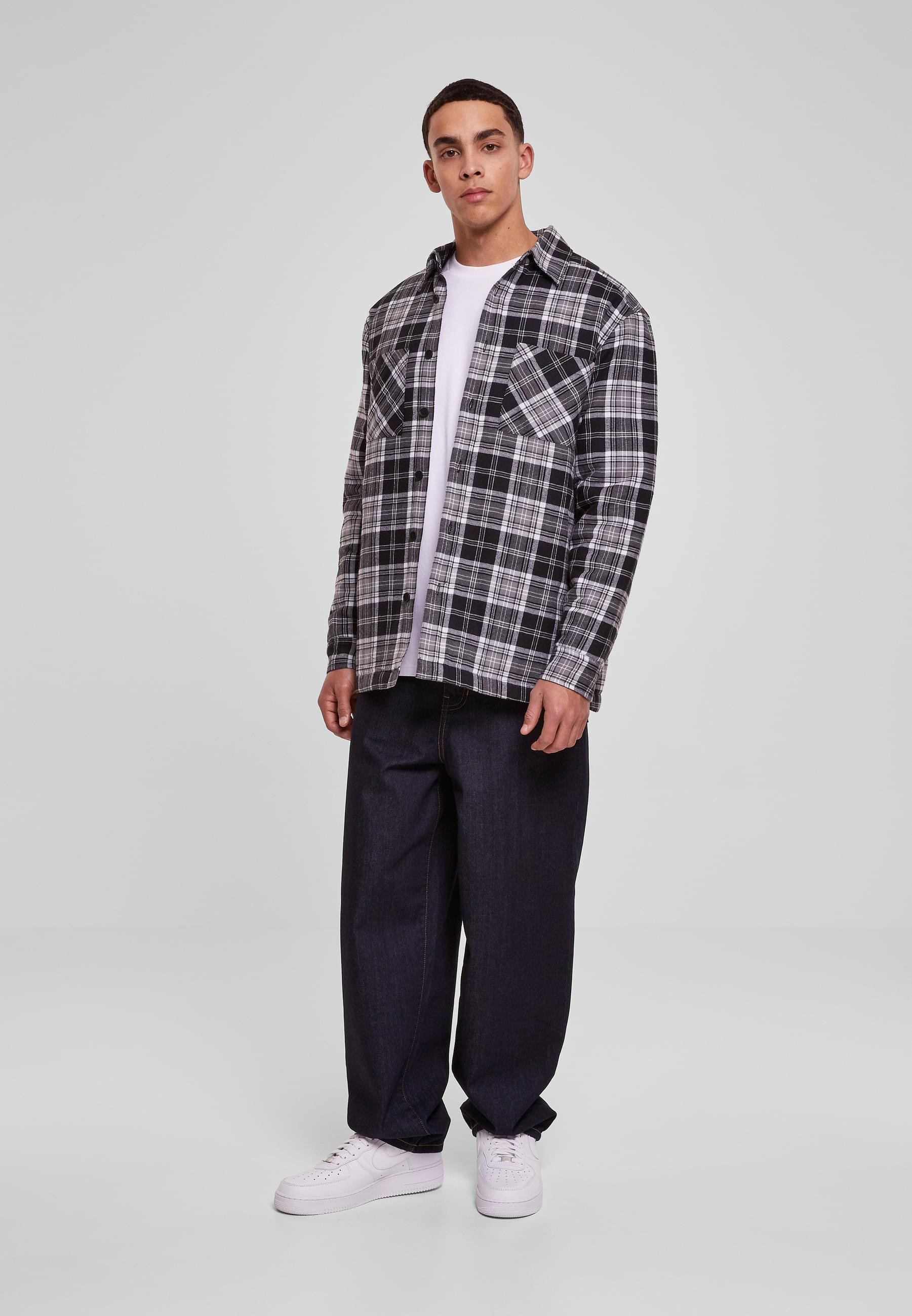 URBAN CLASSICS Langarmshirt »Herren Padded Checked Shirt Jacket«, (1 tlg.)
